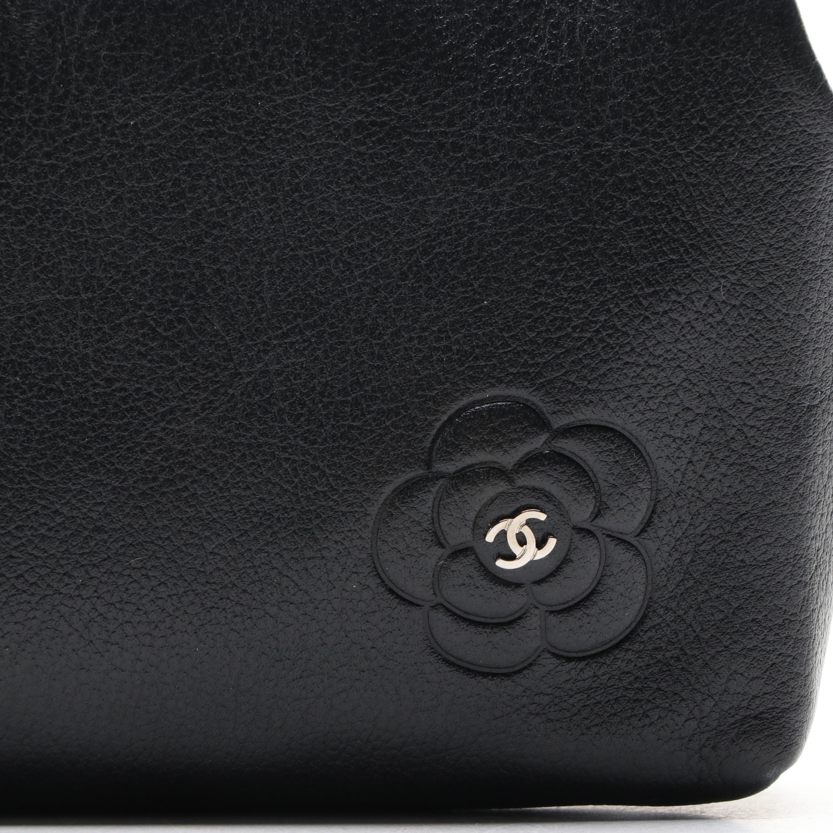 Chanel Camellia Leather Zip Pouch