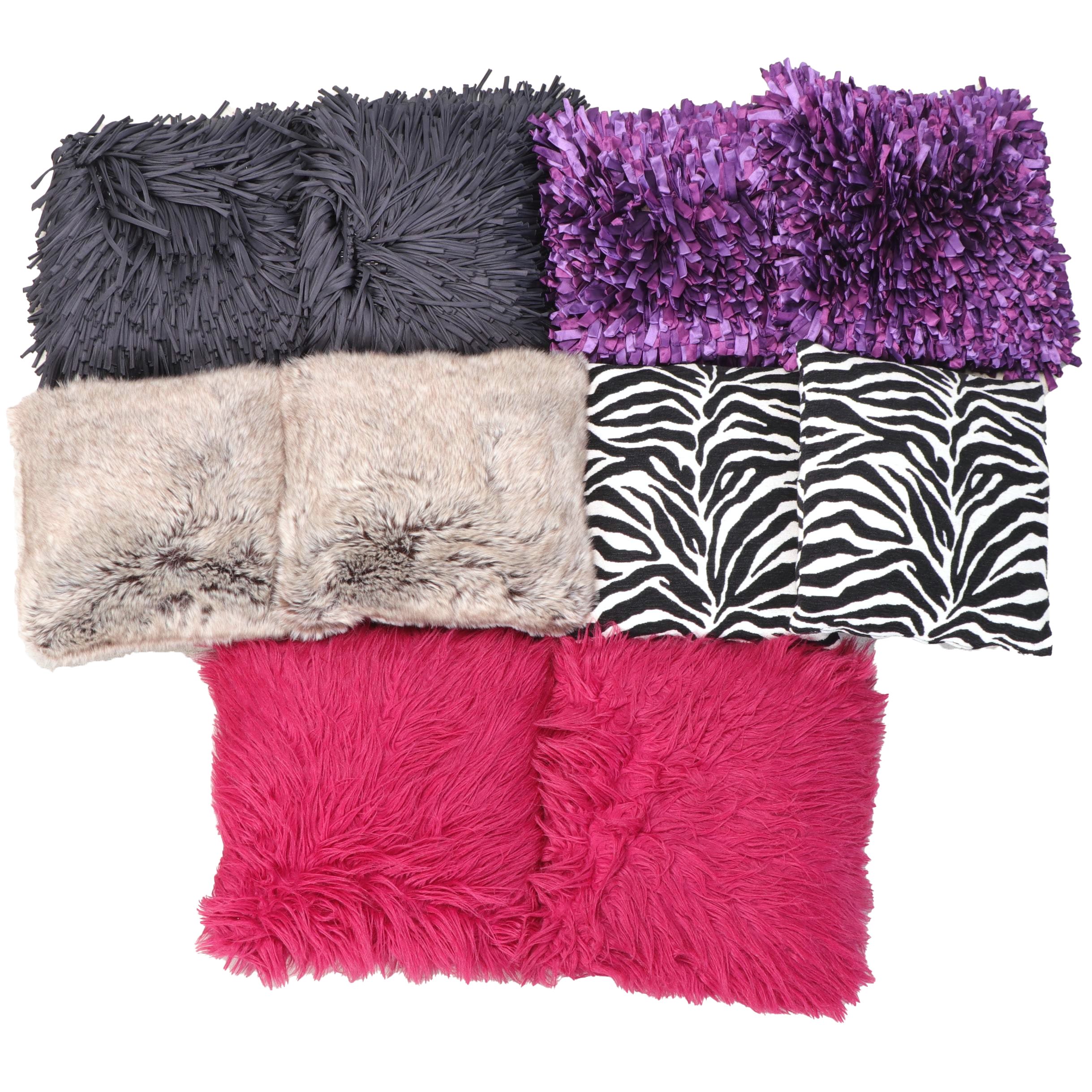 Accent Pillows Featuring Fringed, Pieced, Faux Fur and Zebra Striped Designs
