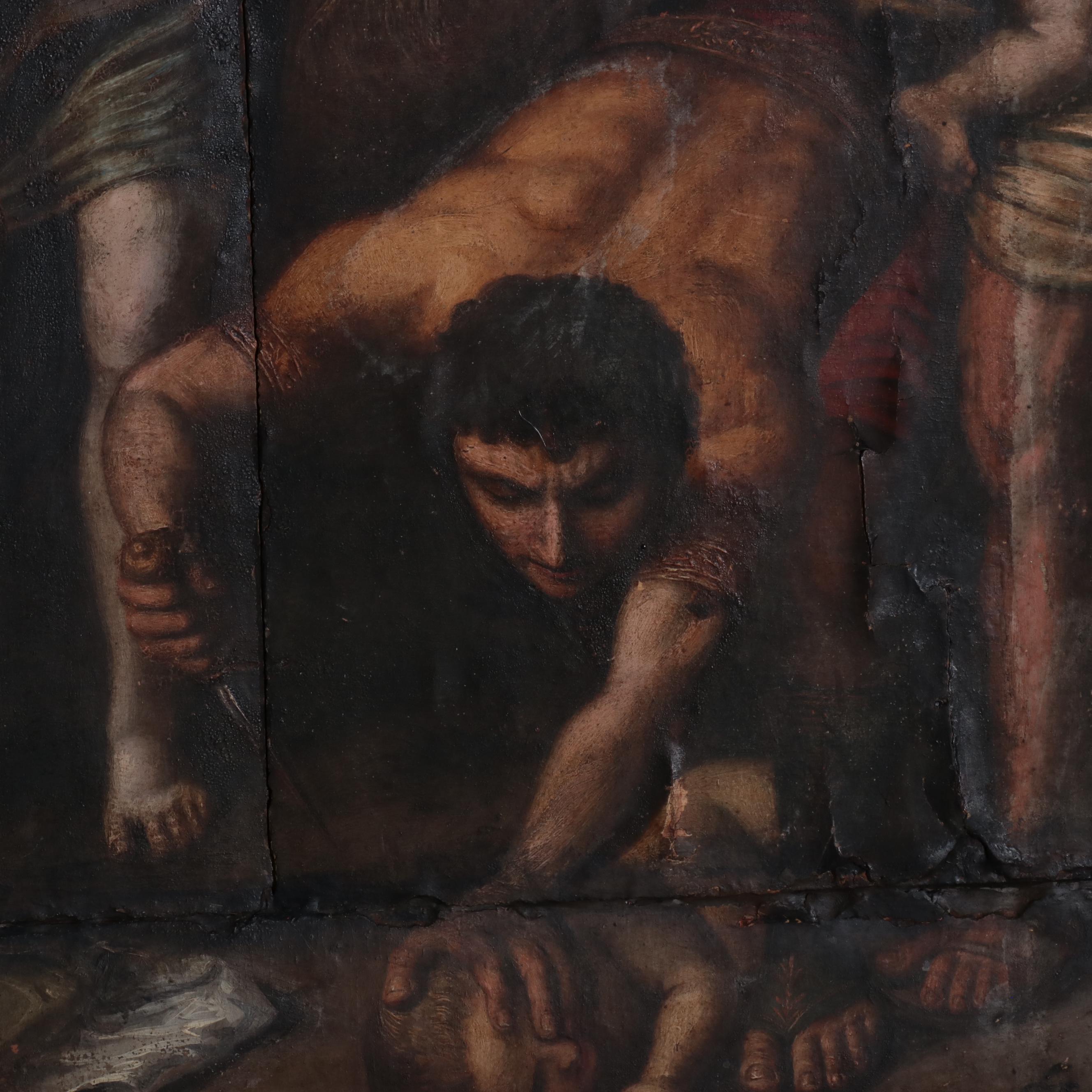 Oil Painting on Wood Panel "Massacre of the Innocents," 18th/19th Century