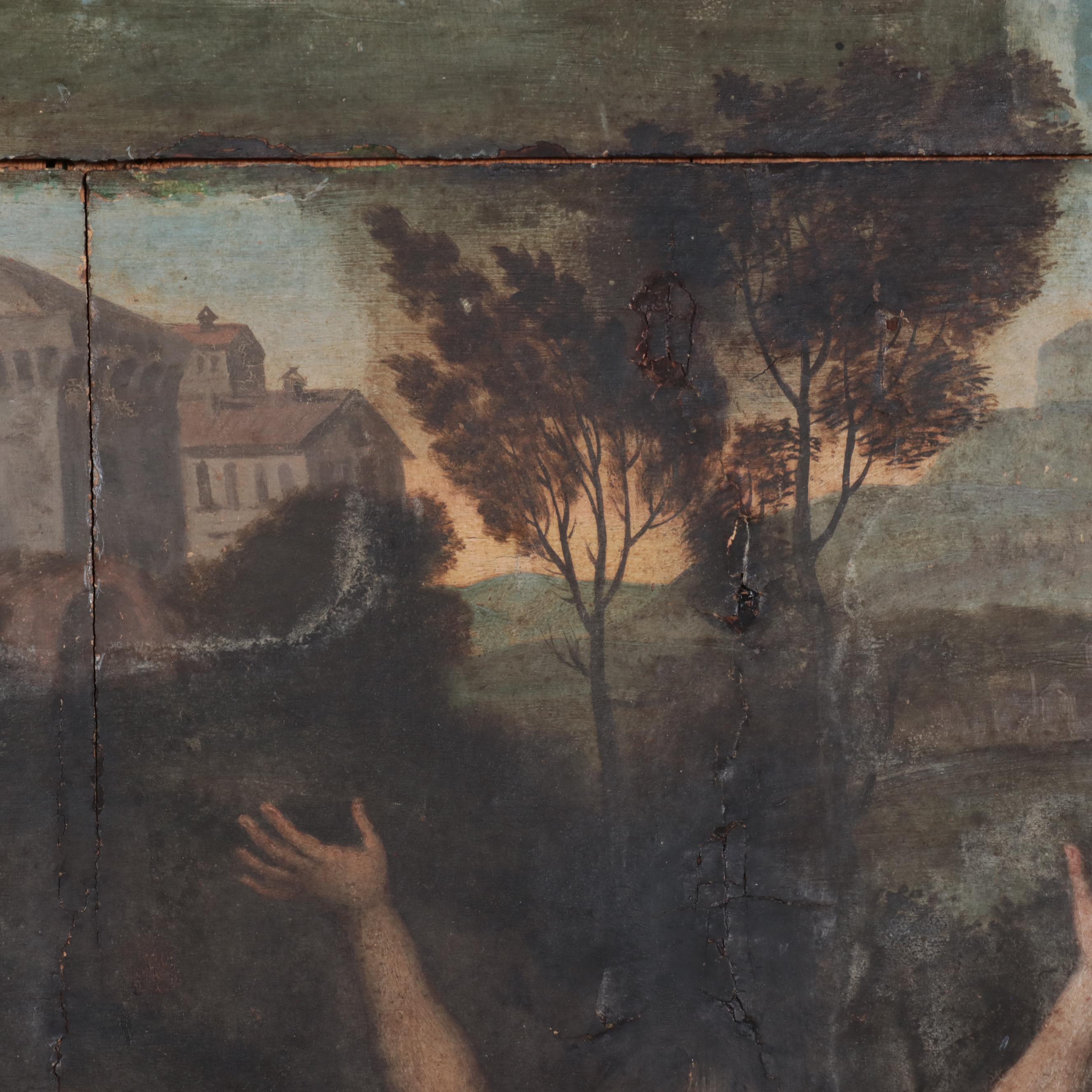 Oil Painting on Wood Panel "Massacre of the Innocents," 18th/19th Century