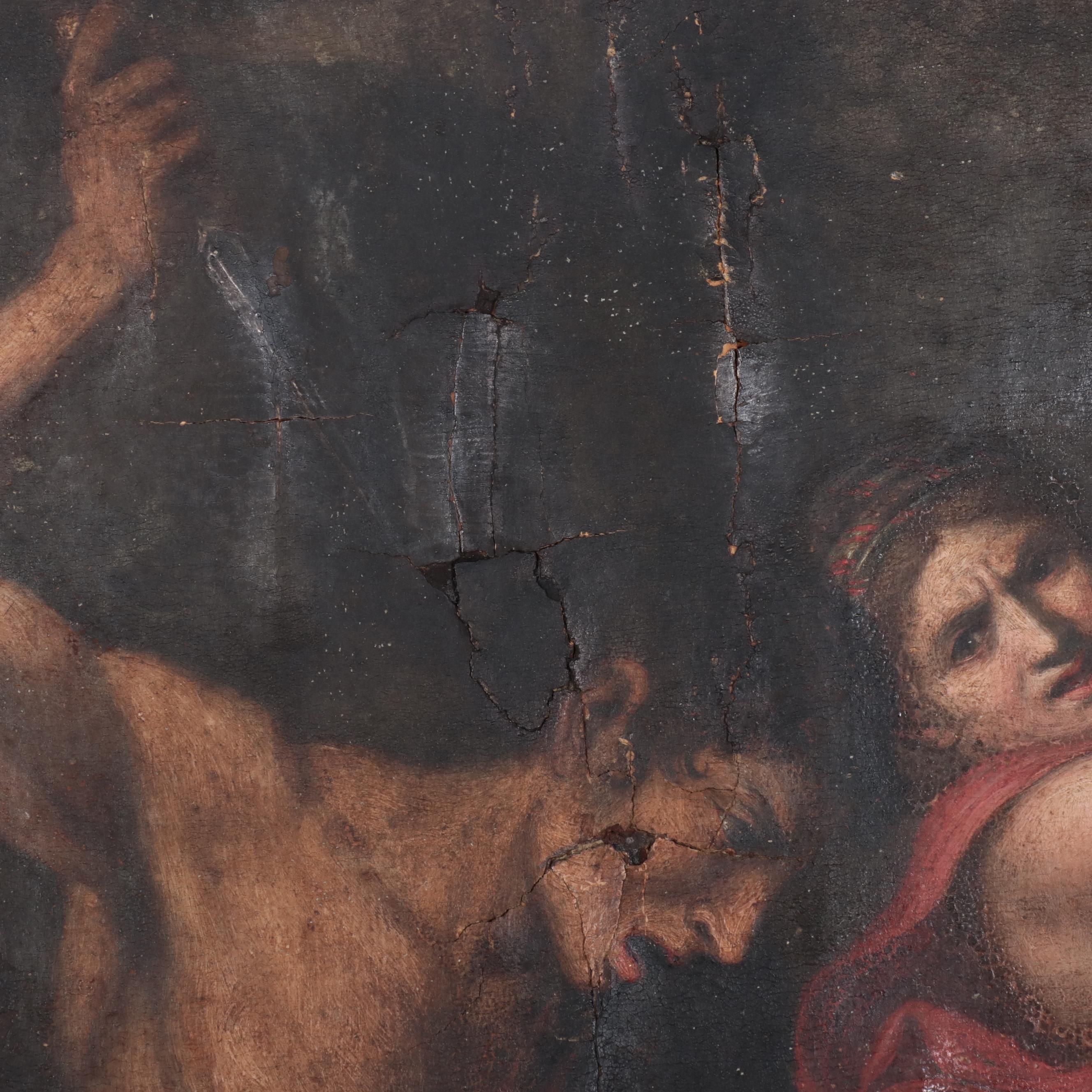 Oil Painting on Wood Panel "Massacre of the Innocents," 18th/19th Century