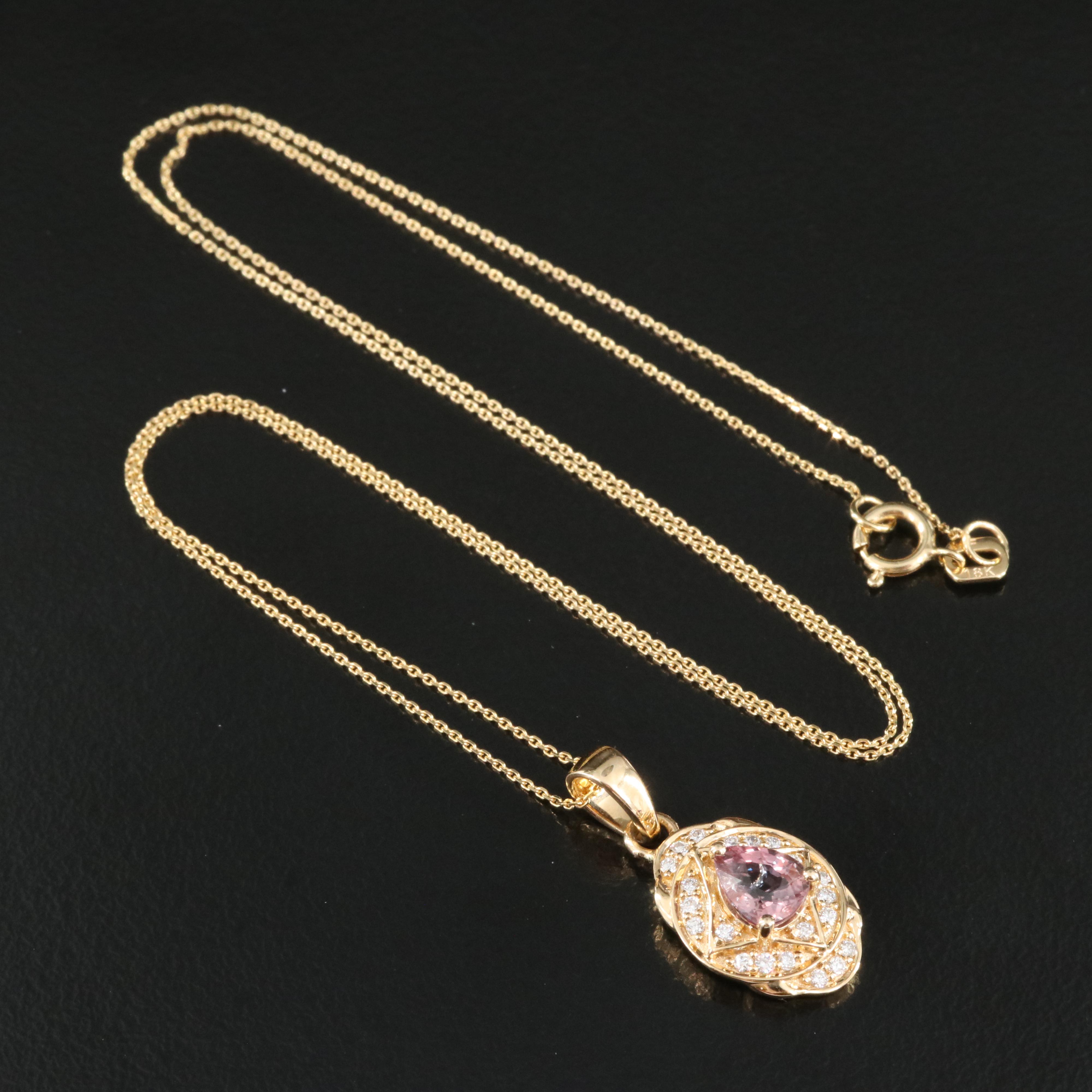 18K Sapphire and Diamond Pendant Necklace