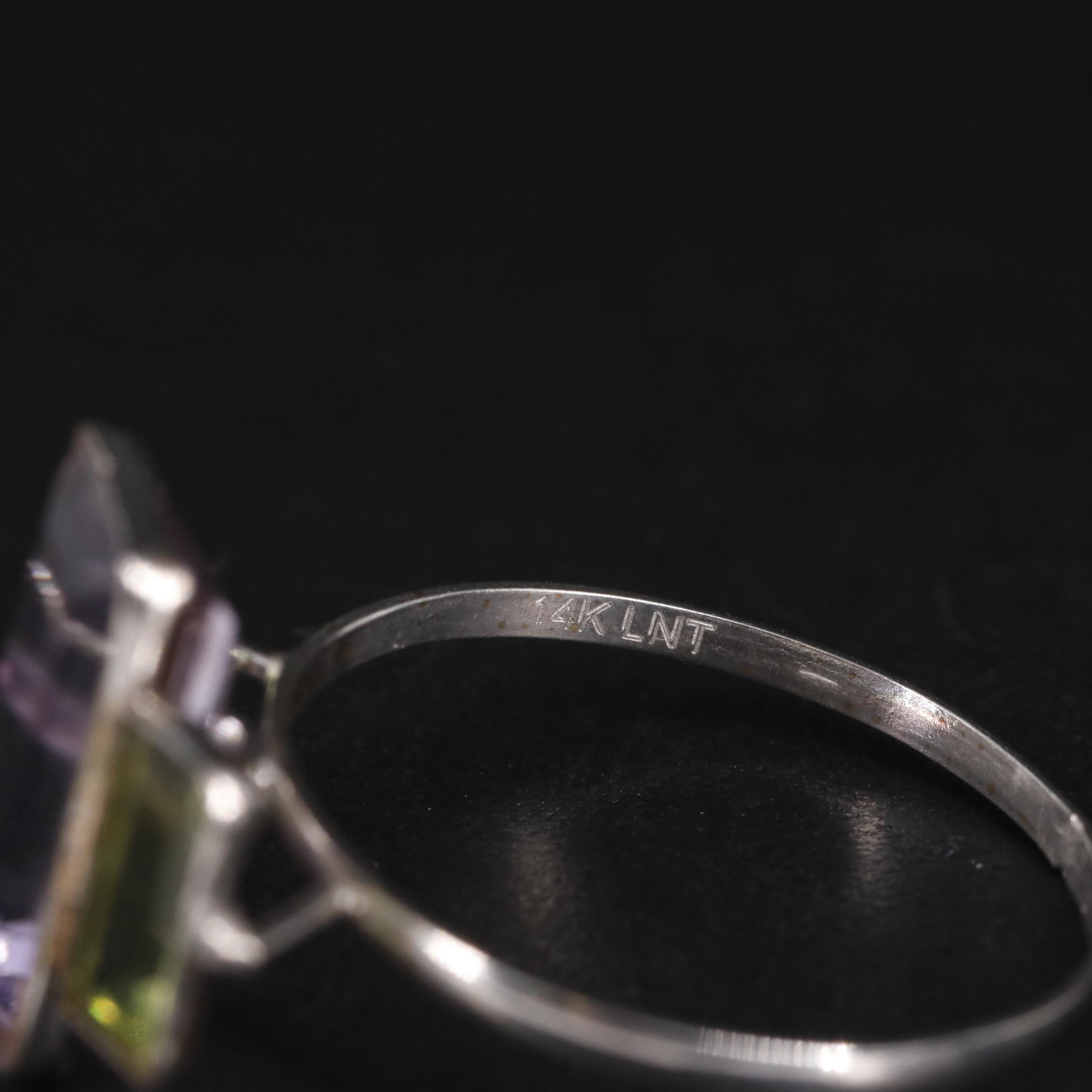 14K Amethyst and Peridot Ring