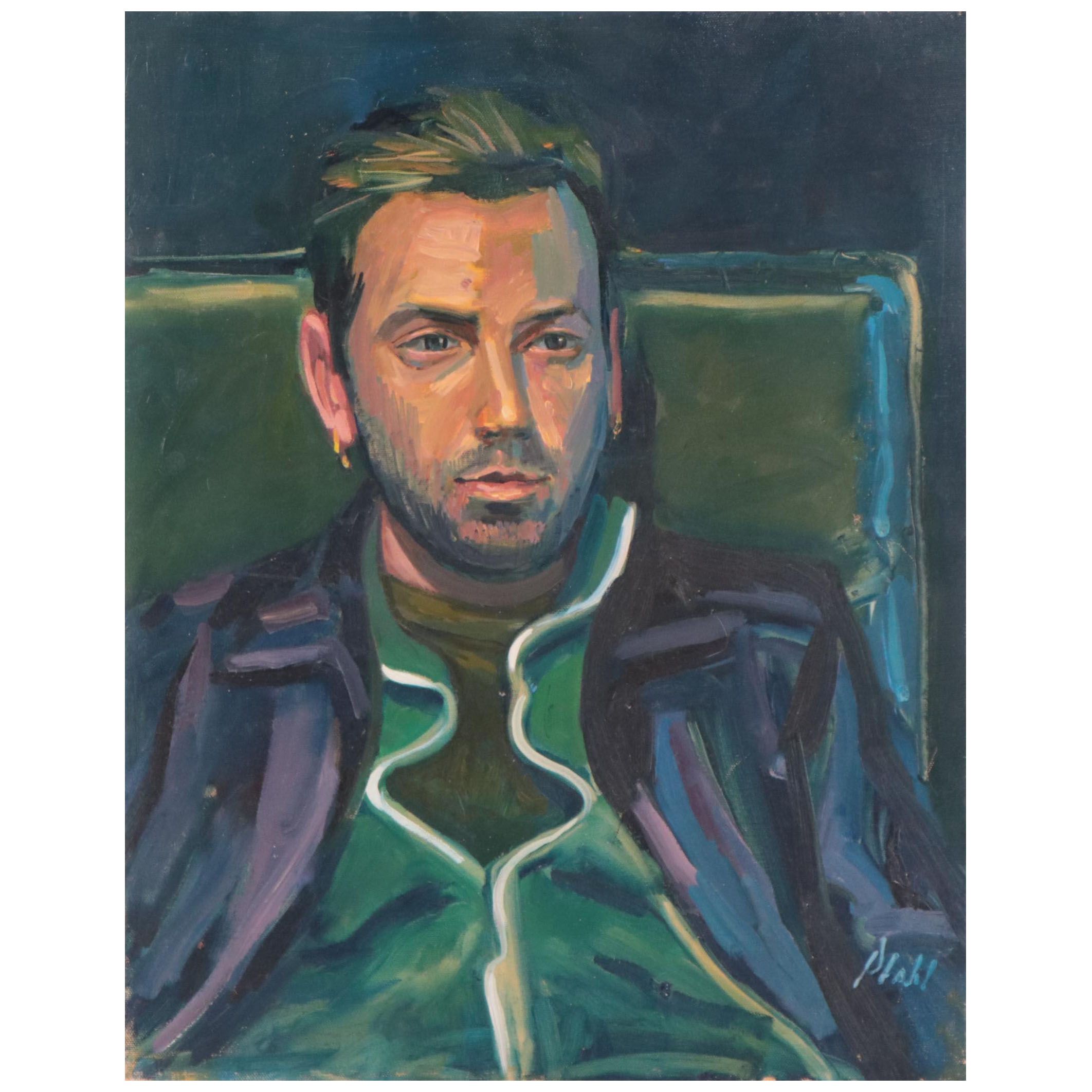 William Pfahl Oil Painting "Model in Leather Jacket," 2009