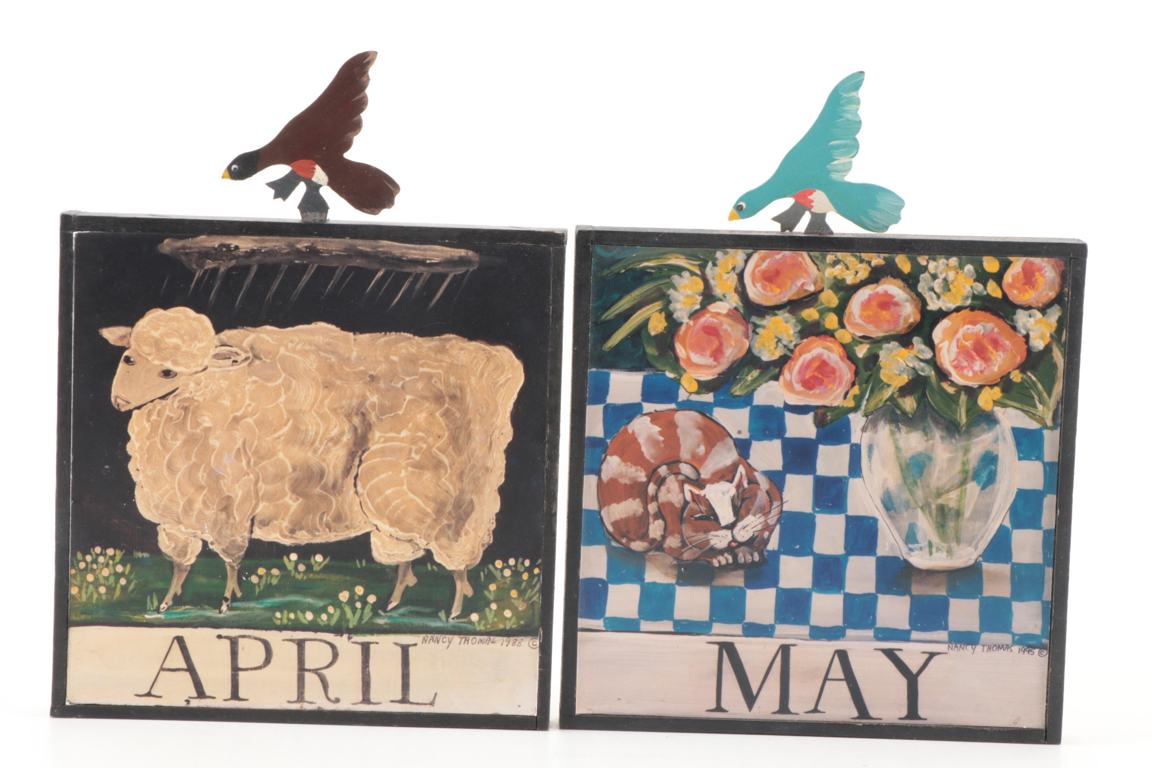 Nancy Thomas Folk Art Months of The Year Wall Hangings