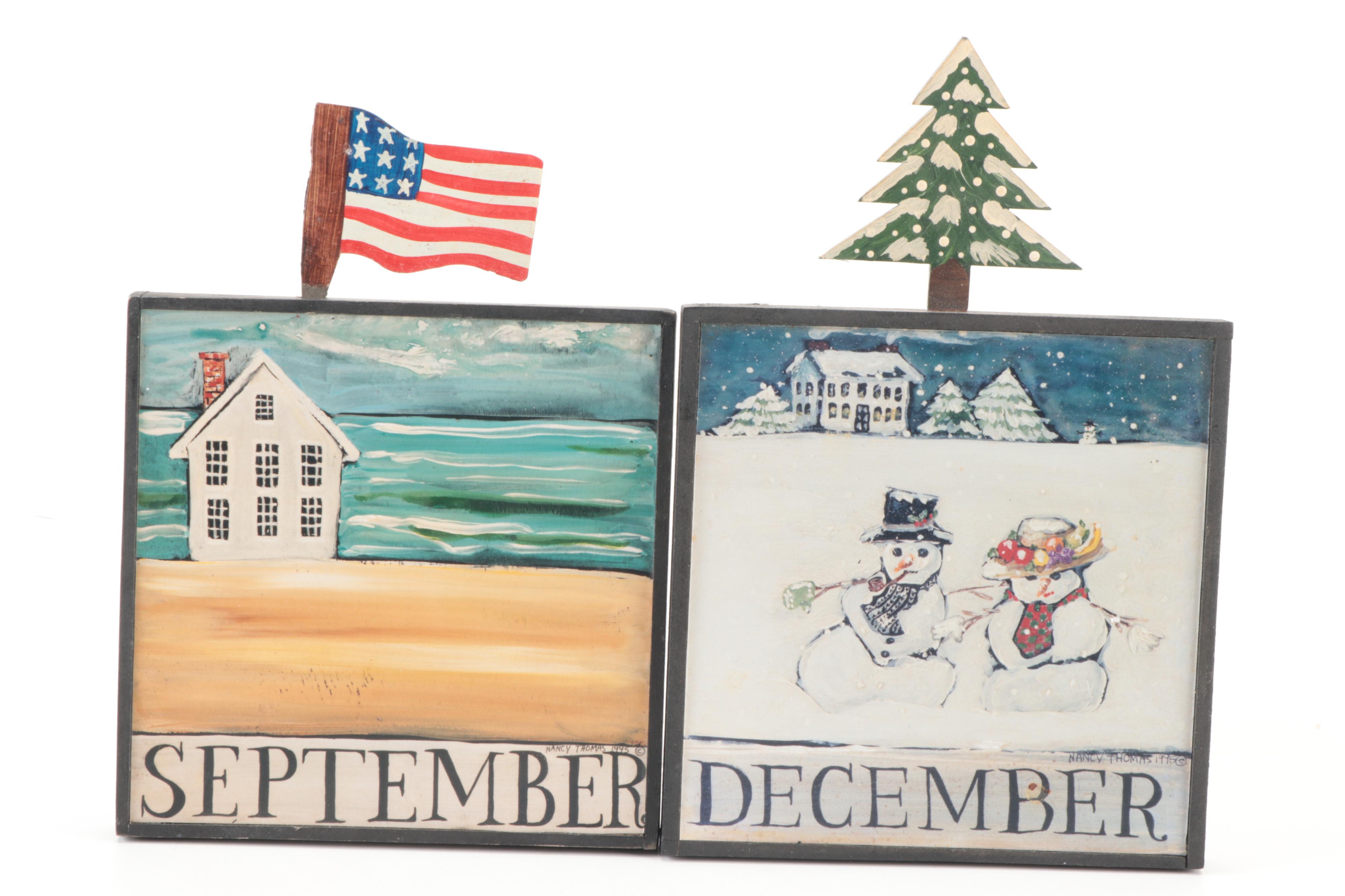 Nancy Thomas Folk Art Months of The Year Wall Hangings