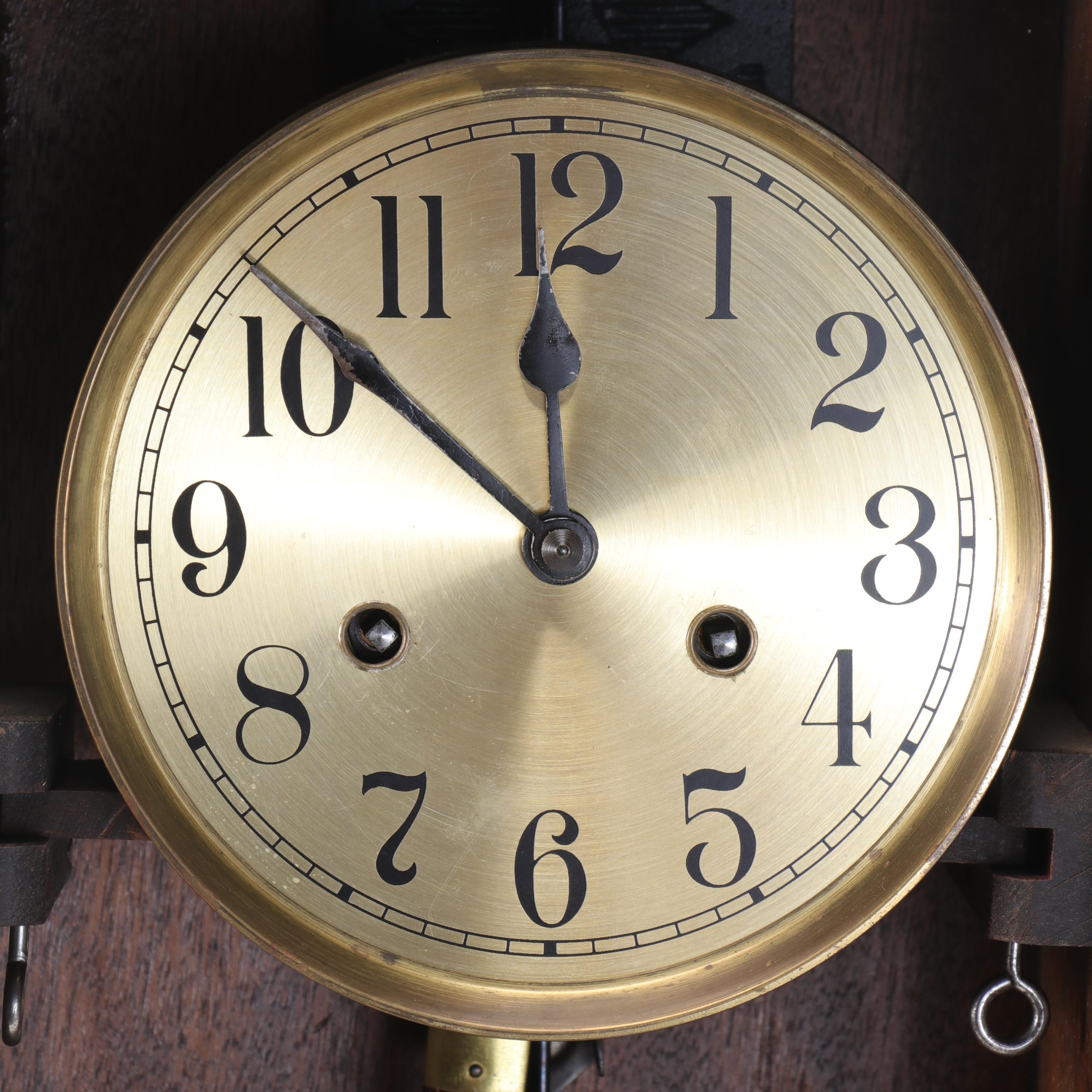 Victorian Style Oak Wall Clock, Mid-20th Century