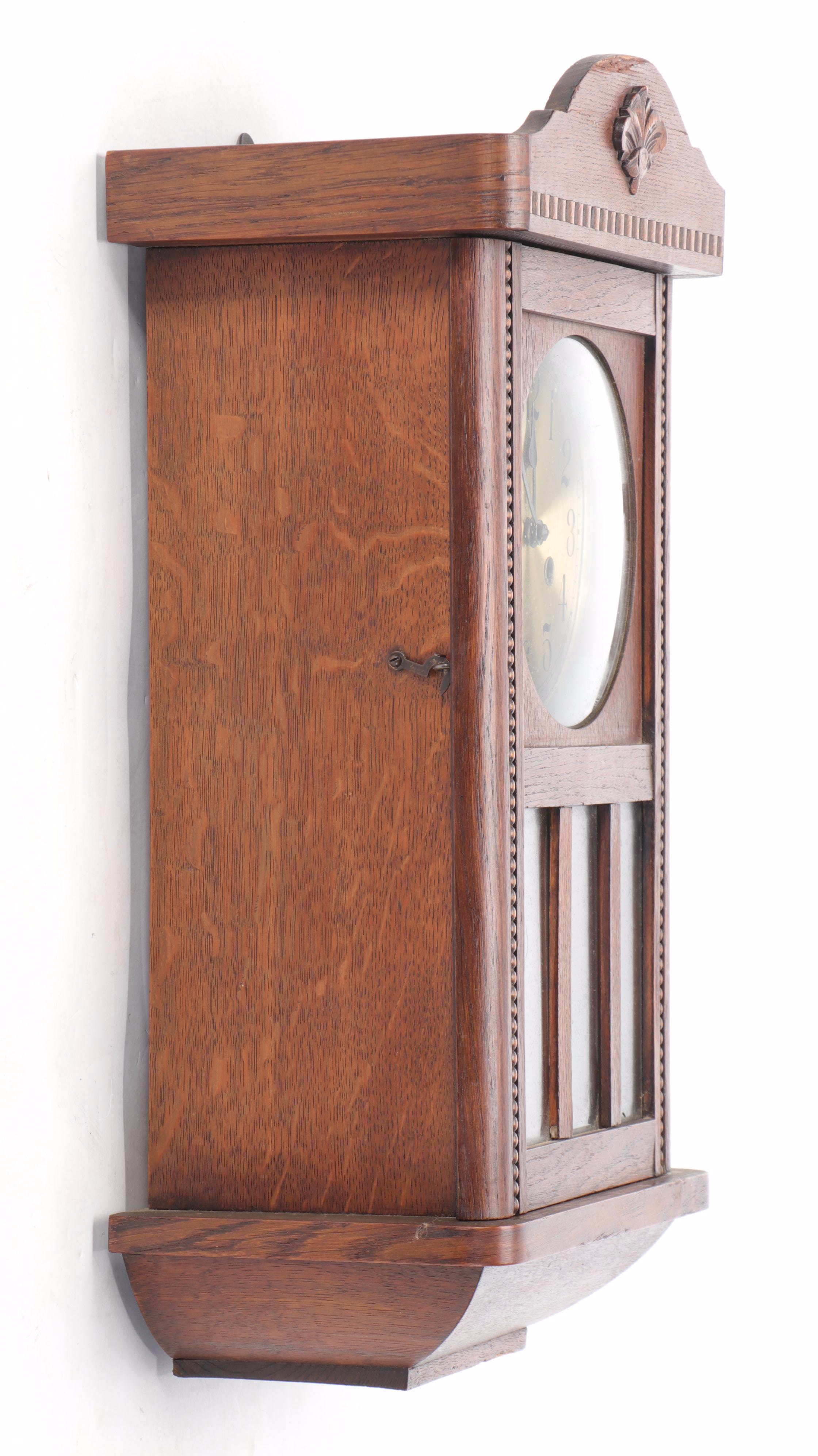 Victorian Style Oak Wall Clock, Mid-20th Century