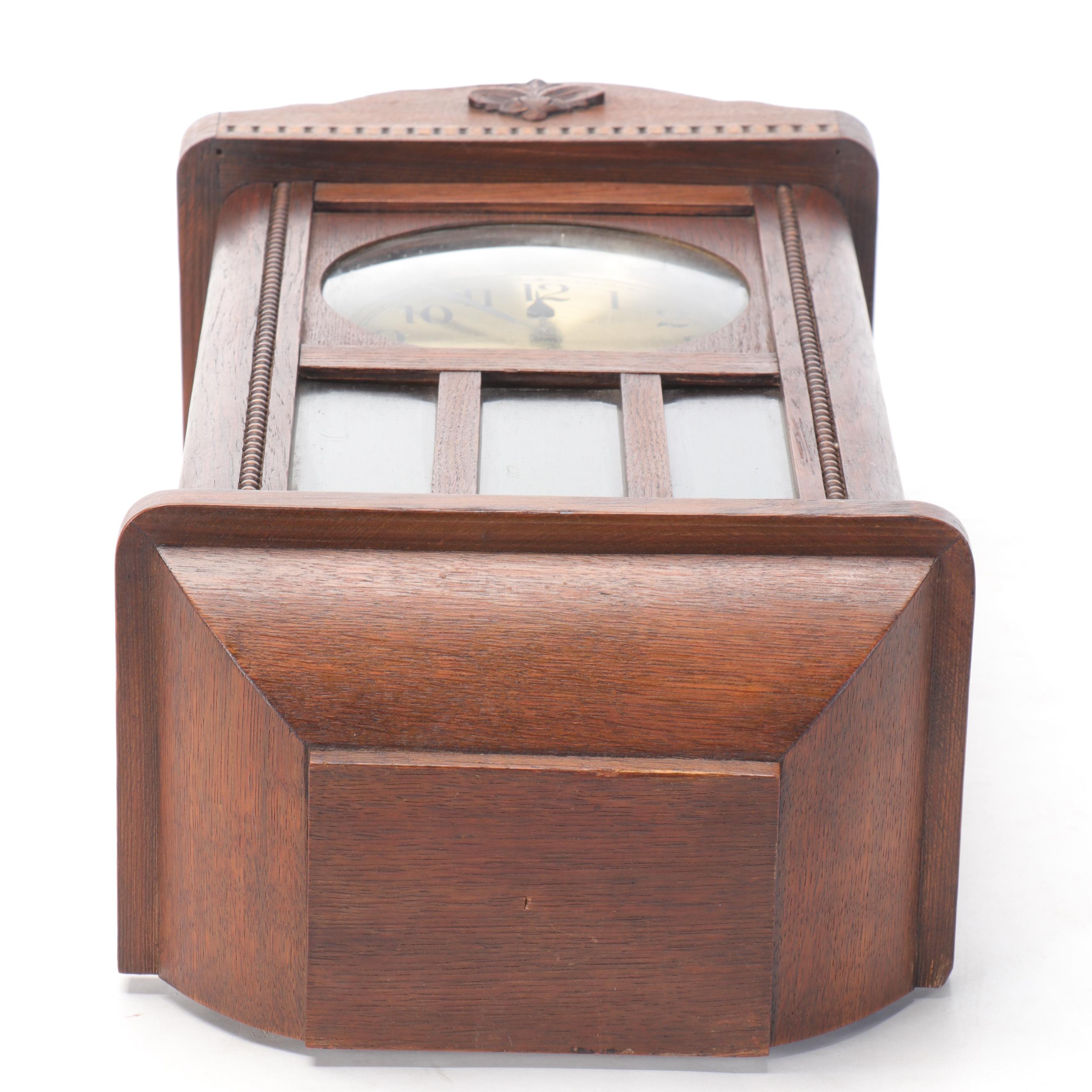 Victorian Style Oak Wall Clock, Mid-20th Century