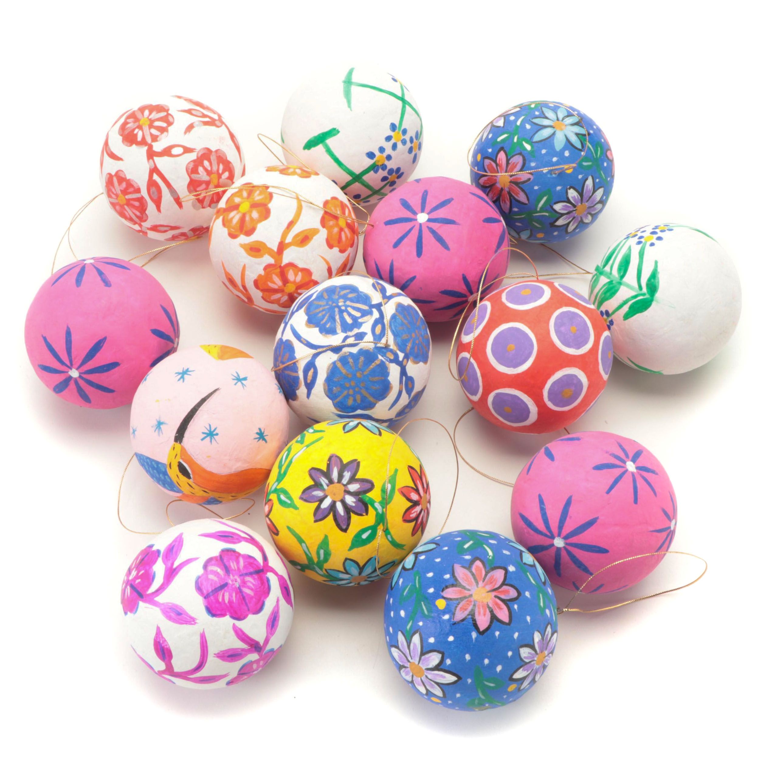 Painted Papier-Maché Christmas Ornaments