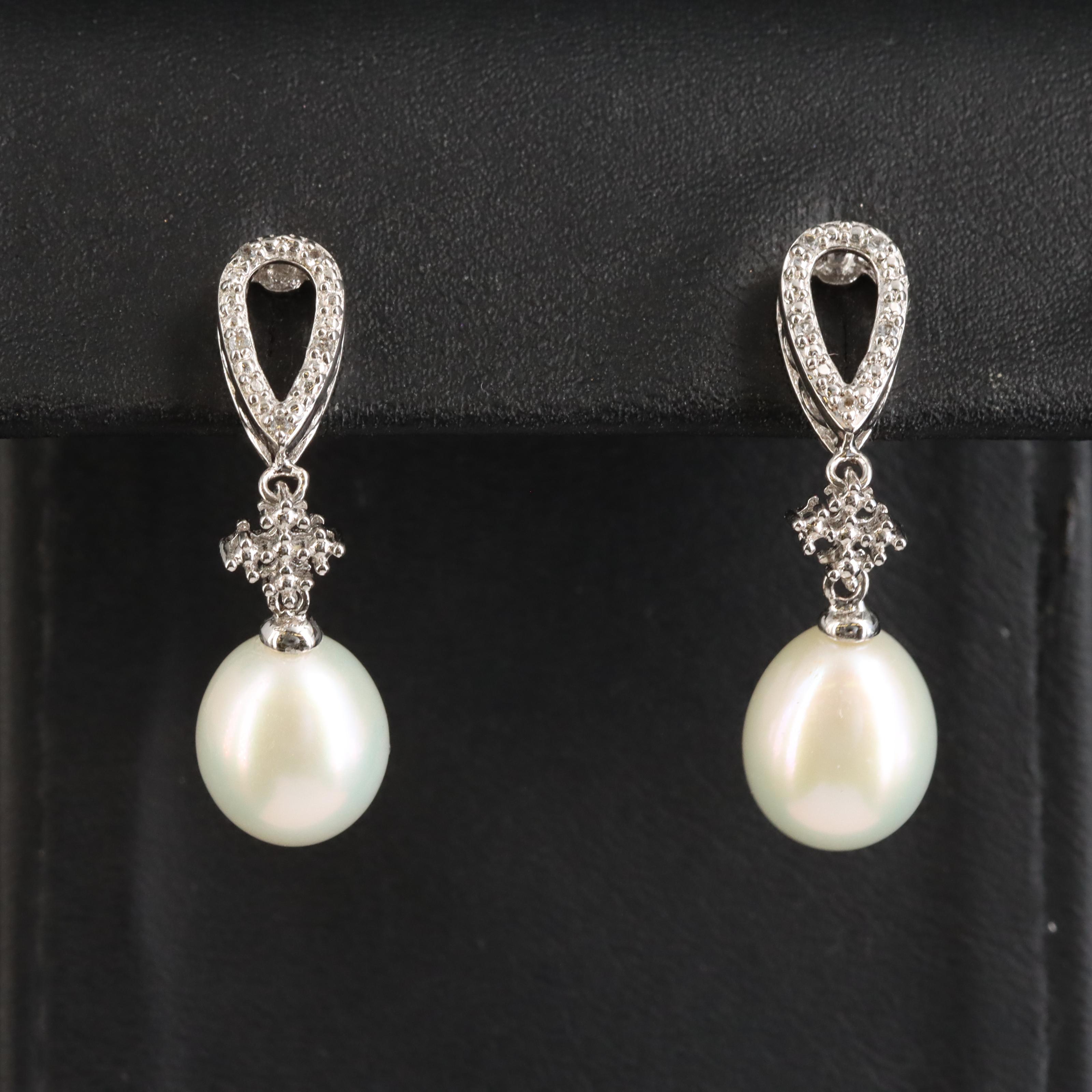 Sterling Pearl and Turquoise Drop Earrings
