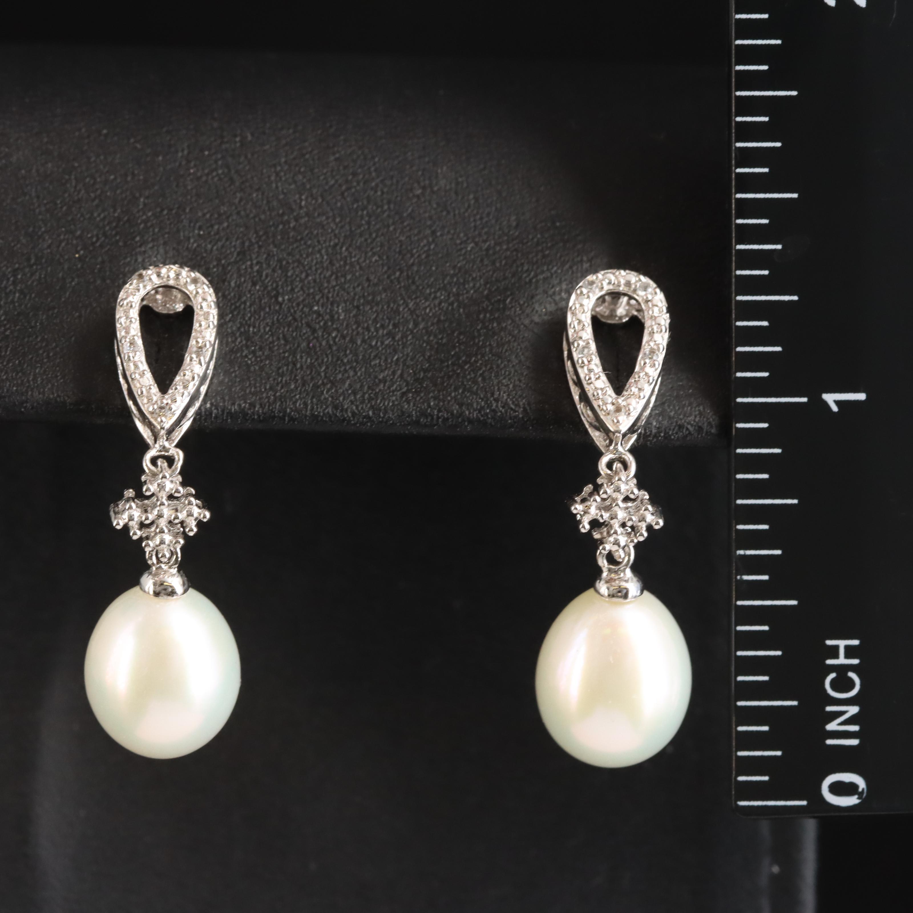 Sterling Pearl and Turquoise Drop Earrings