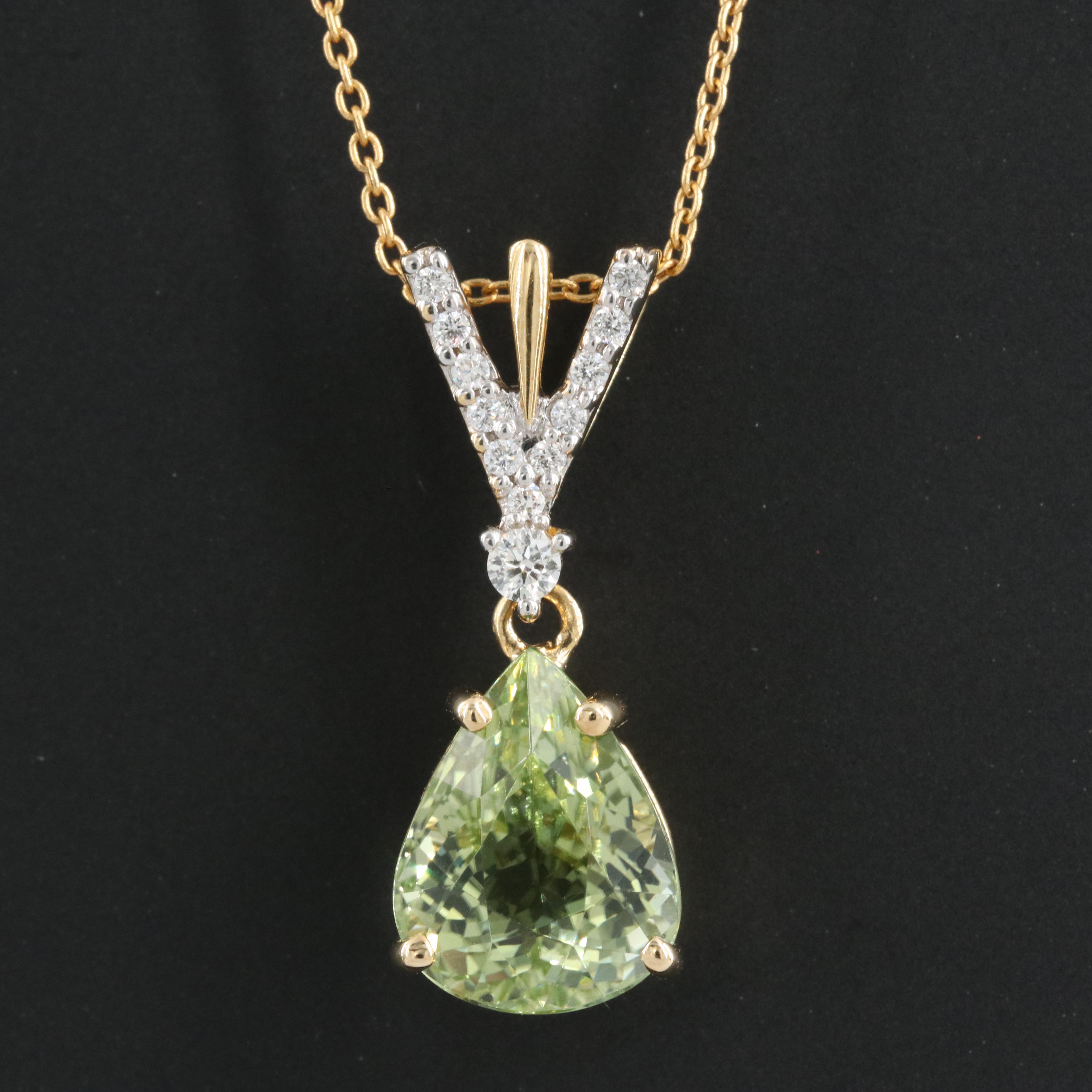 18K 6.42 CT Tourmaline and Diamond Pendant Necklace