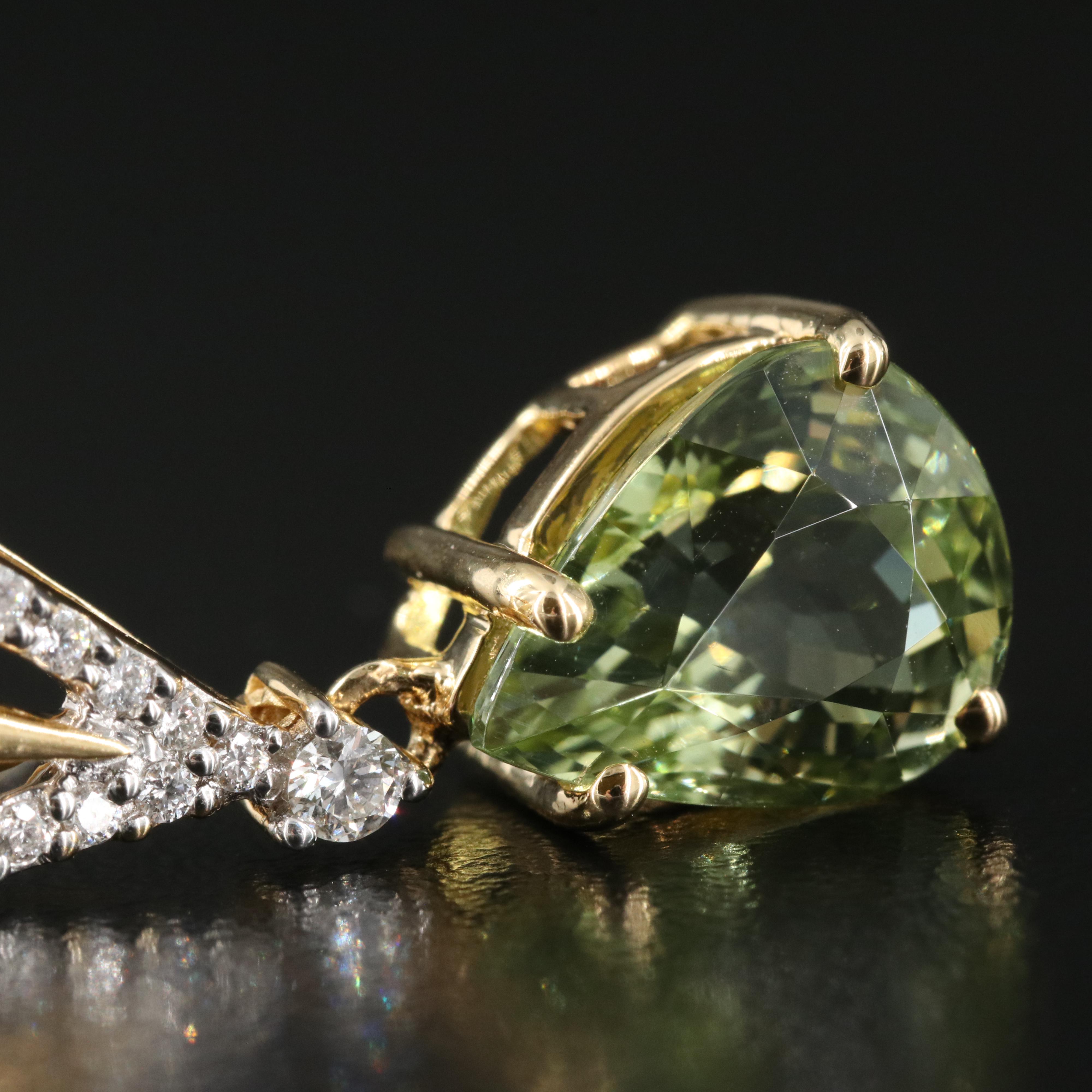 18K 6.42 CT Tourmaline and Diamond Pendant Necklace