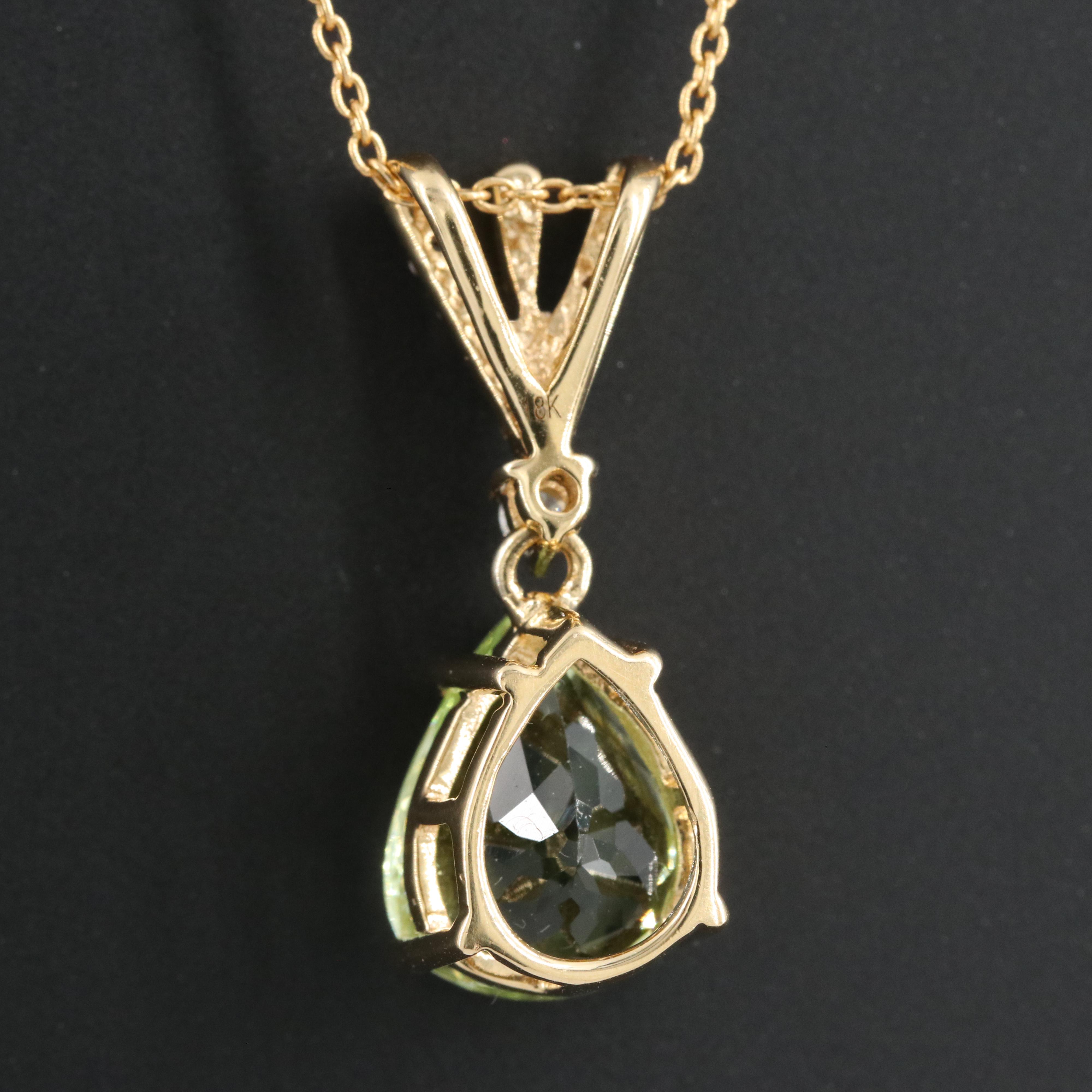 18K 6.42 CT Tourmaline and Diamond Pendant Necklace