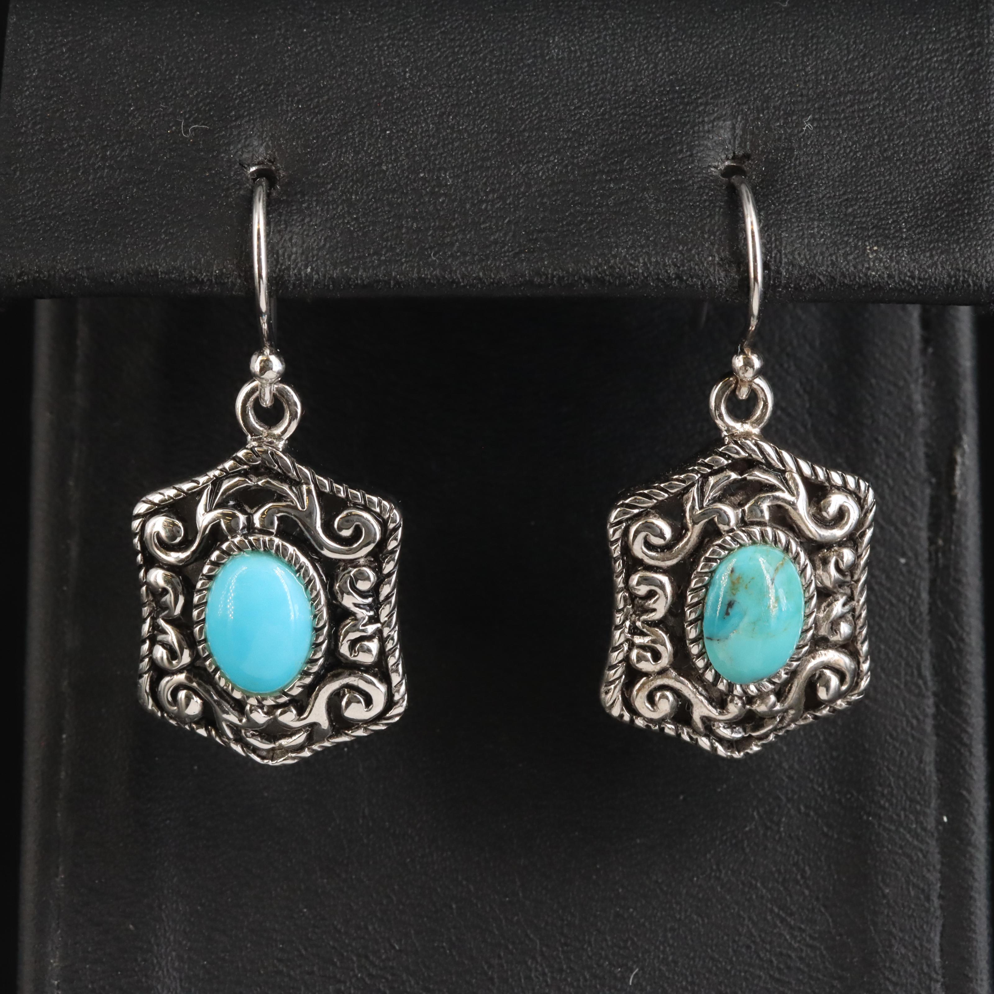 Sterling Faux Turquoise Drop Earrings