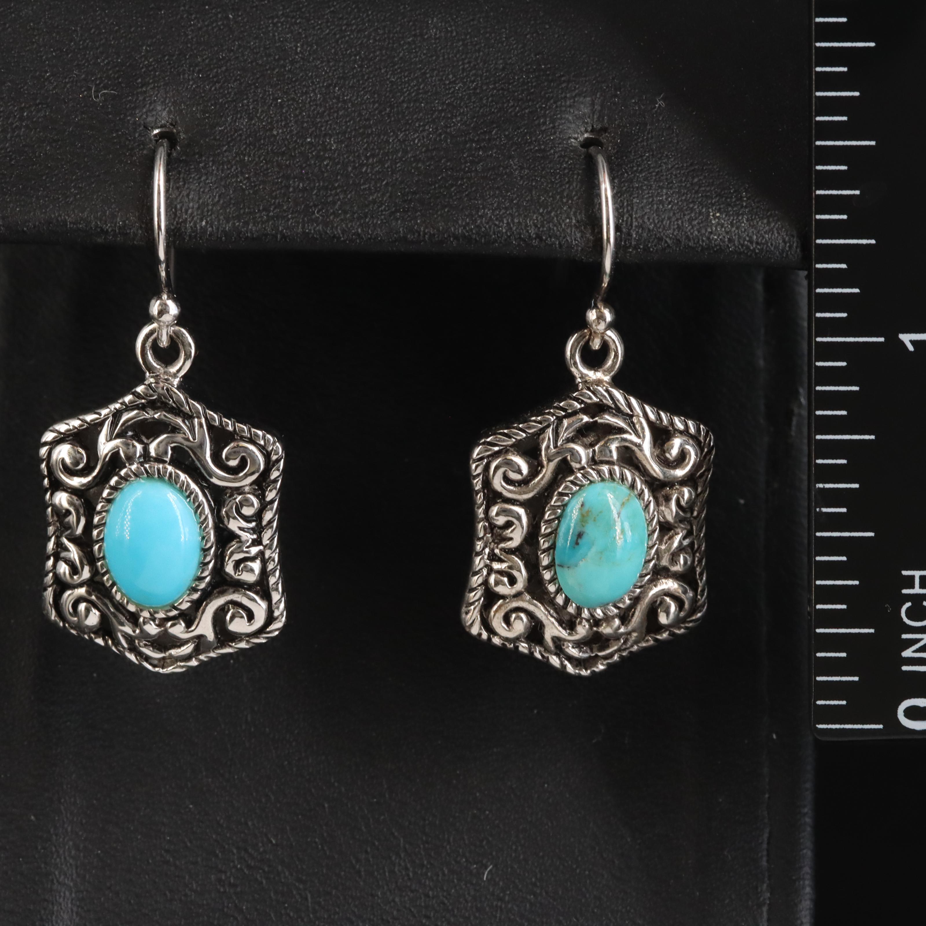 Sterling Faux Turquoise Drop Earrings
