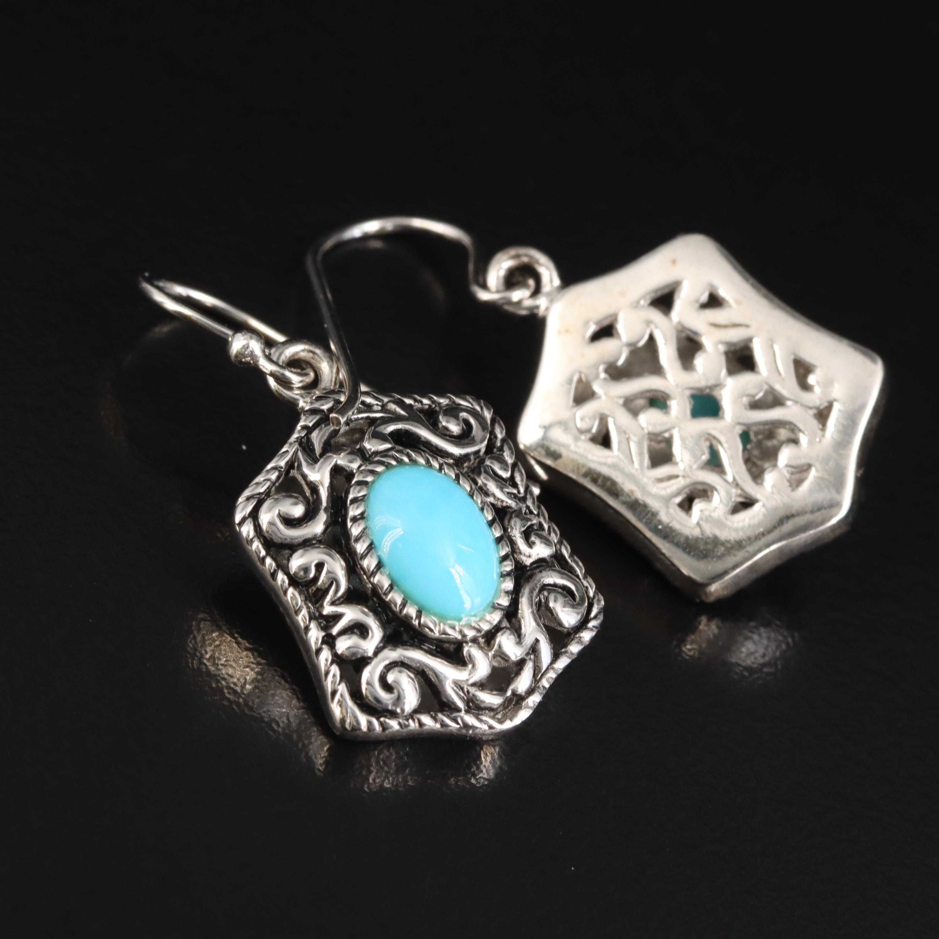 Sterling Faux Turquoise Drop Earrings