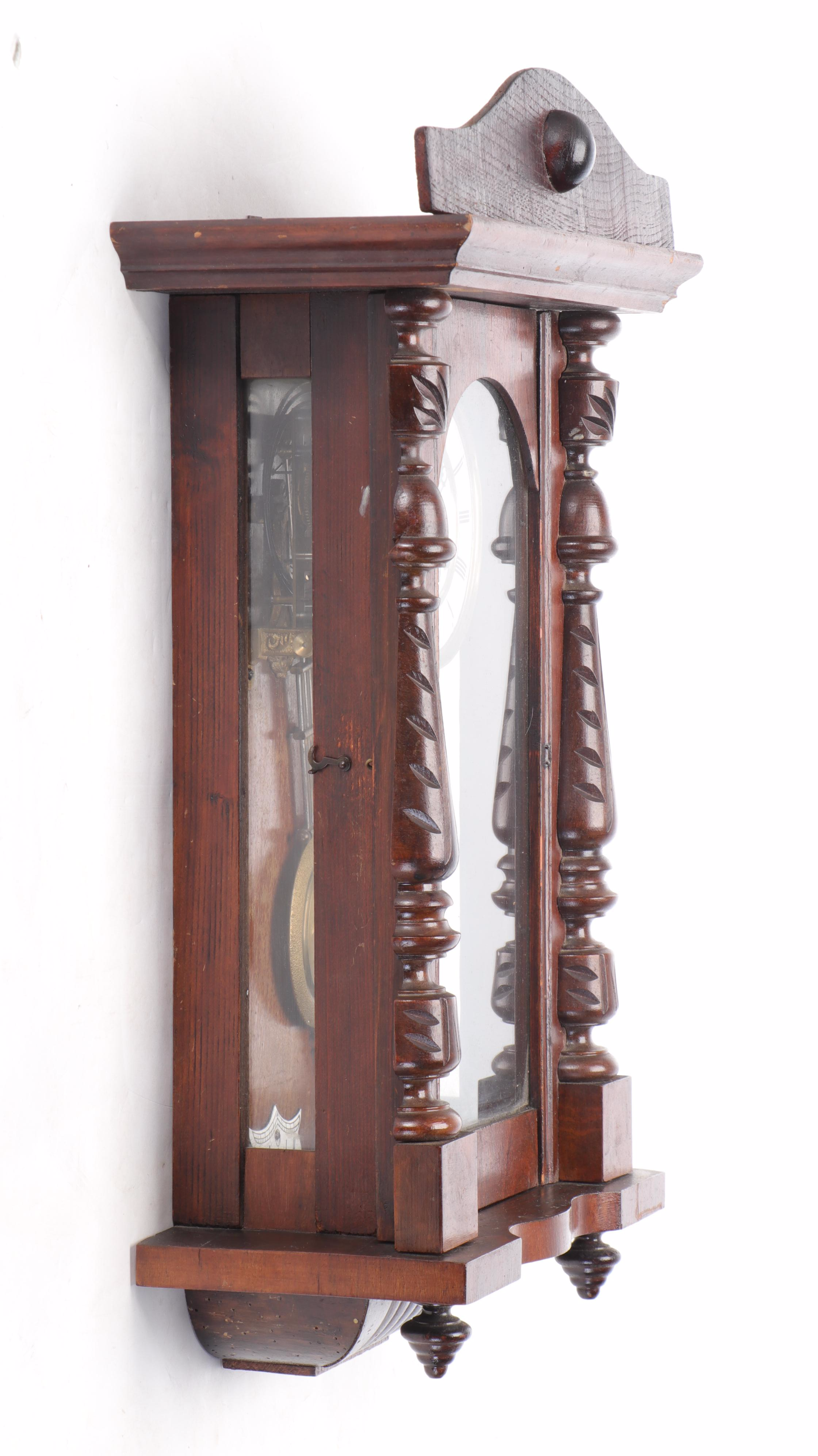 Victorian Style Mixed Woods Regulator Wall Clock, 20th Century