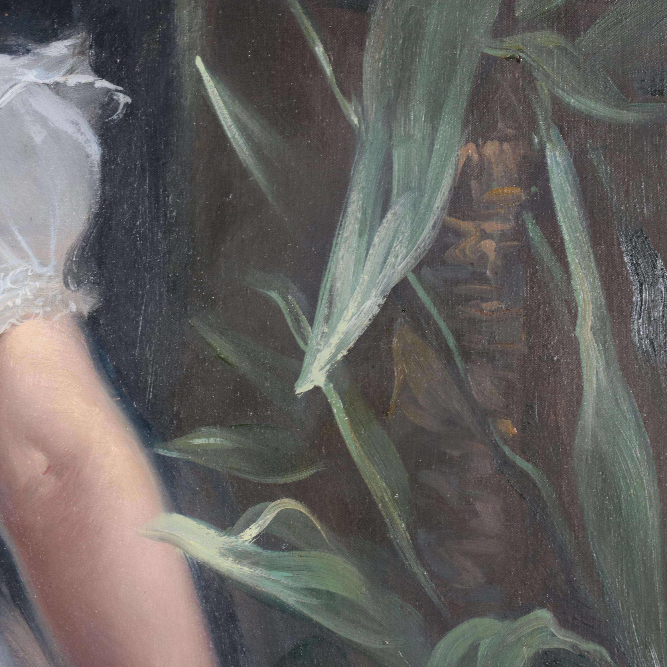 Joseph H. Sulkowski Portrait Oil Painting of Father and Daughter, 1985