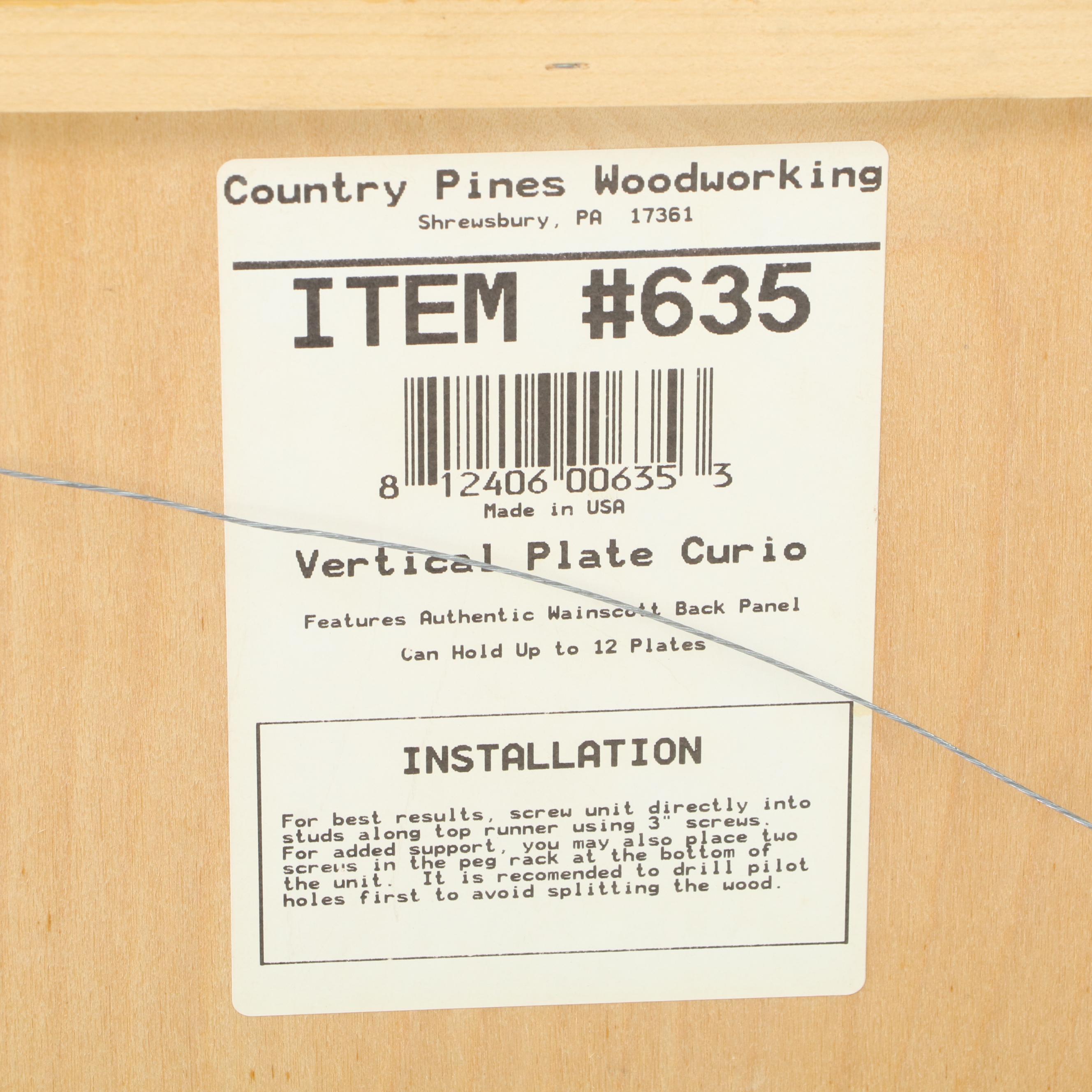 Country Pines Woodworking Colonial Style Pine Hanging Plate Rack