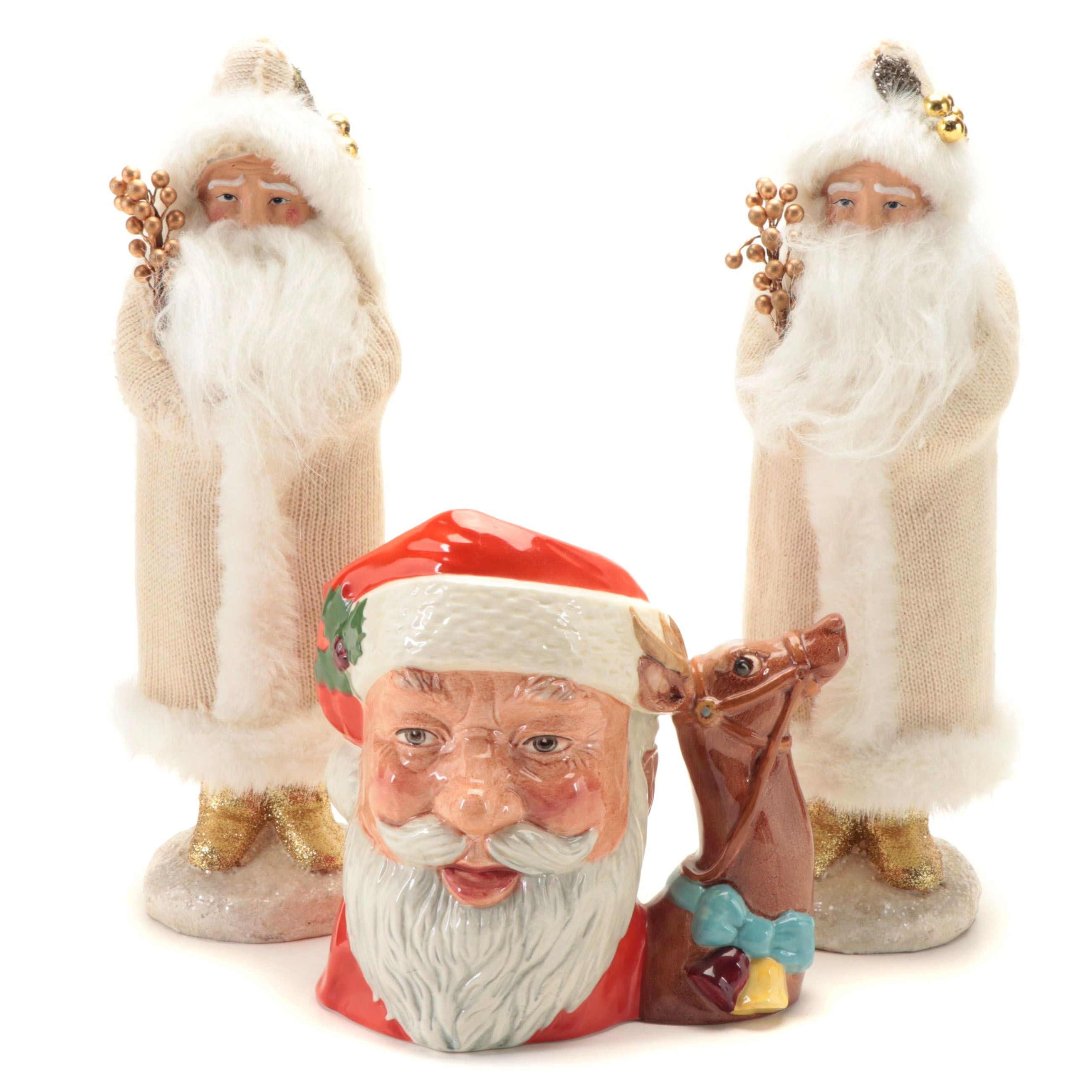 Royal Doulton "Santa Claus" Character Mug with Santa Figurines