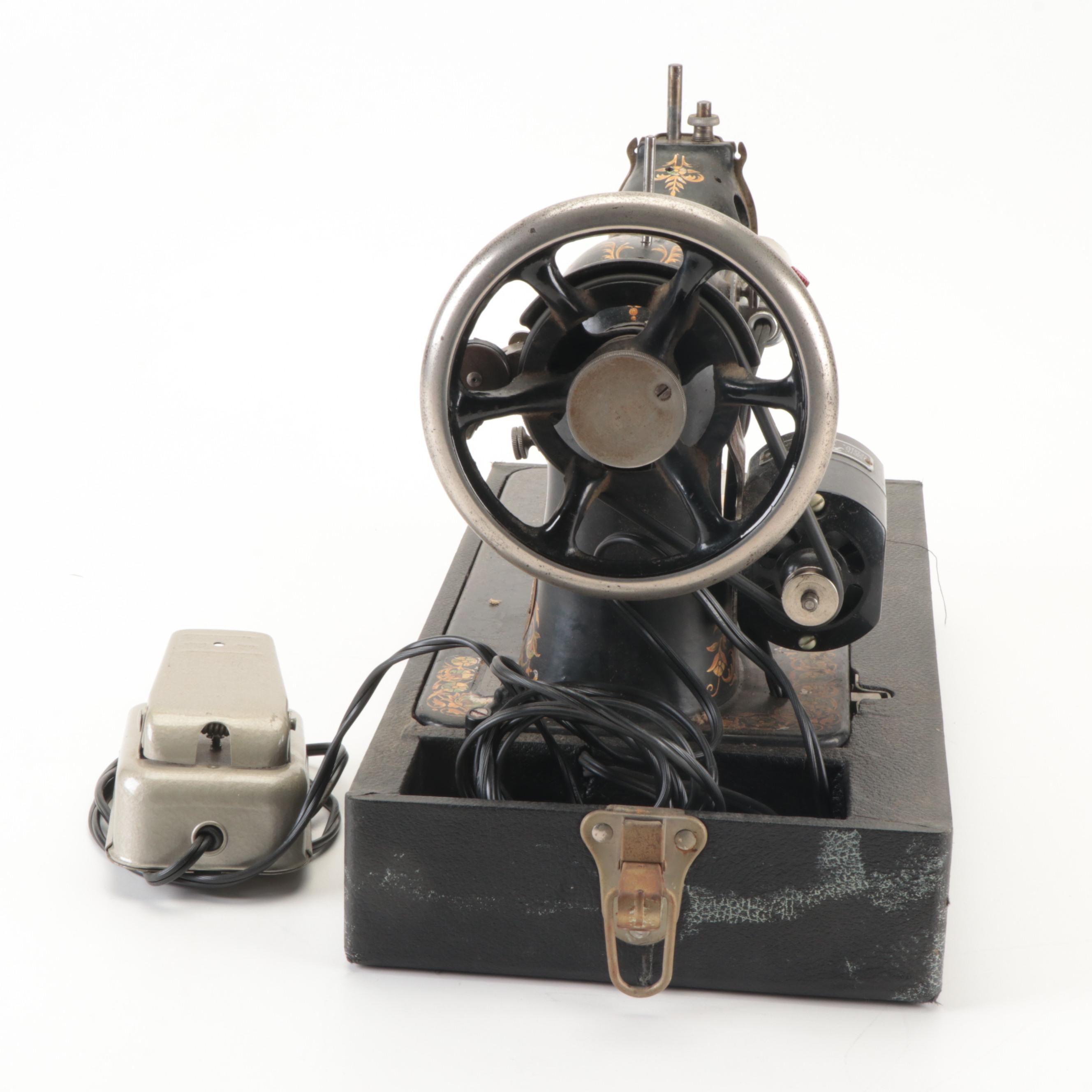 Singer Model 15 Electric Sewing Machine with Case, 1904