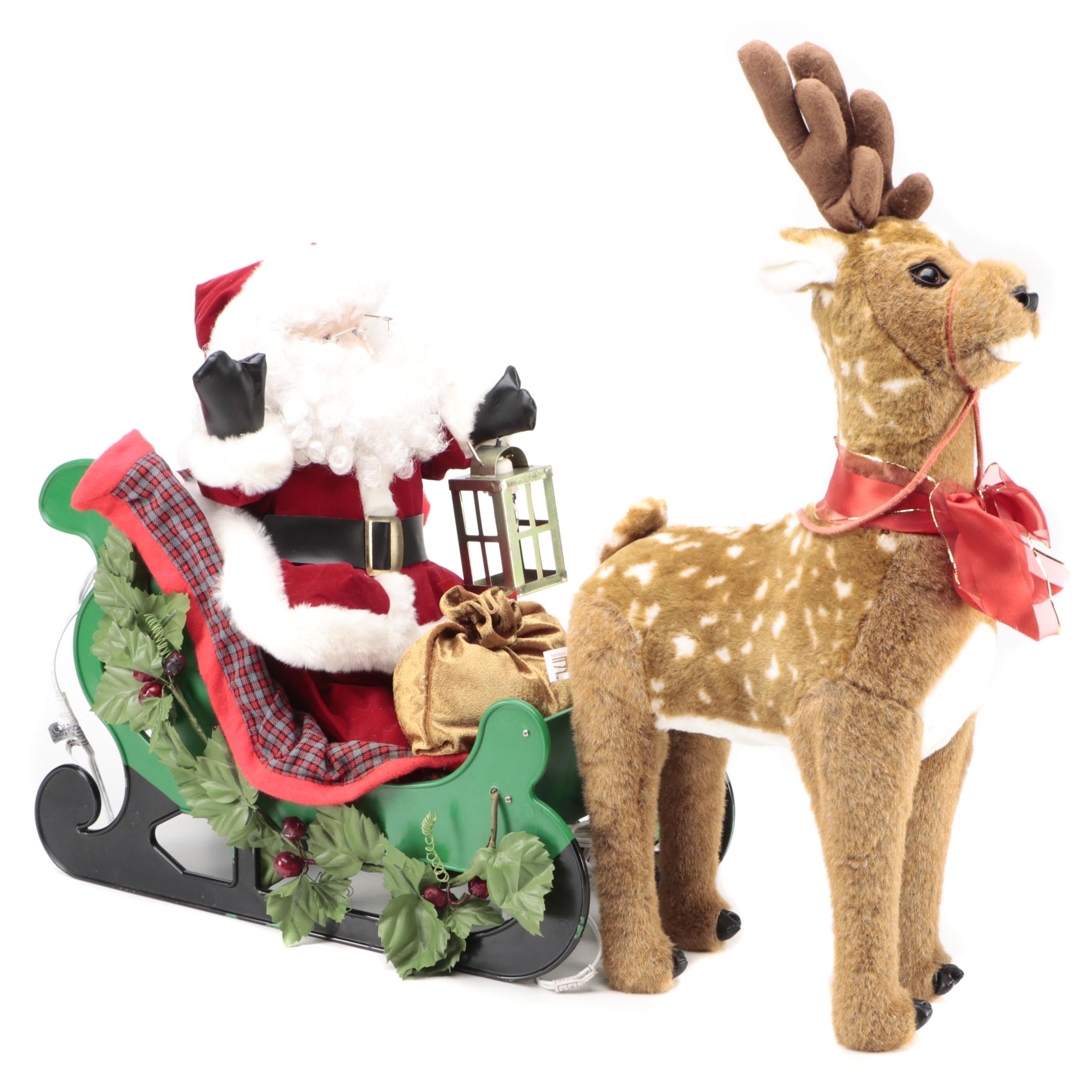 Santa's Best Illuminated Santa and Reindeer