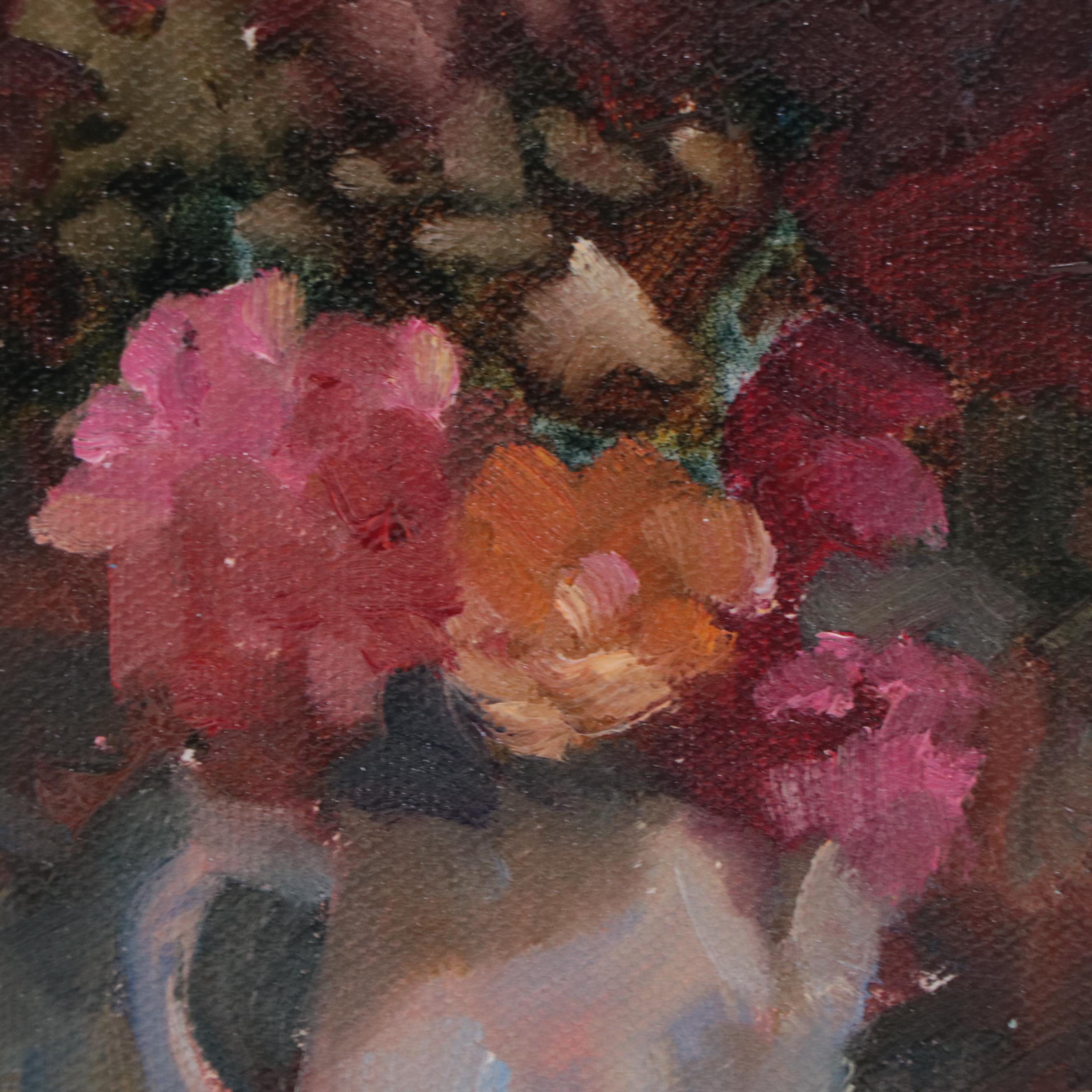 Sally Rosenbaum Floral Still Life Oil Painting, 21st Century