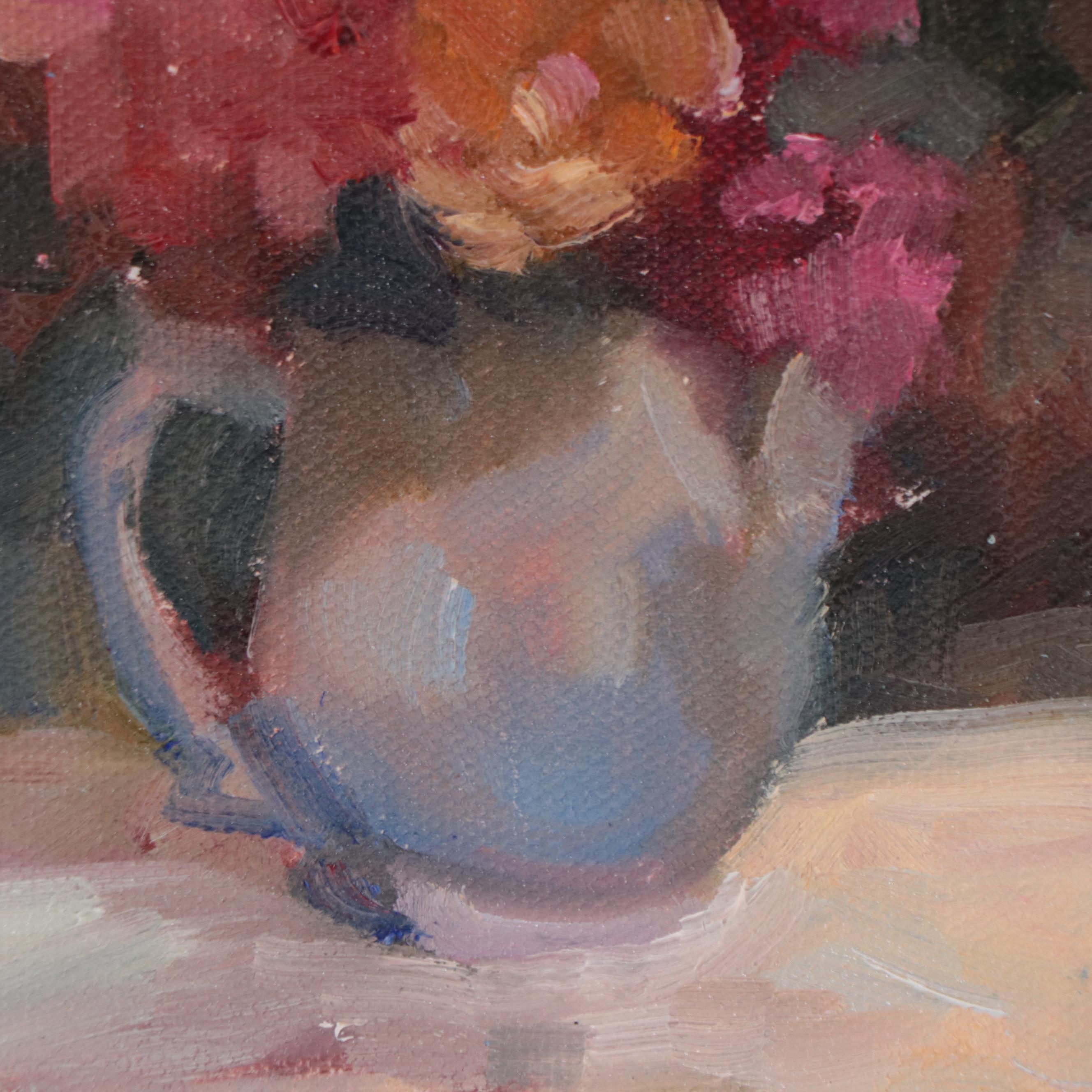 Sally Rosenbaum Floral Still Life Oil Painting, 21st Century