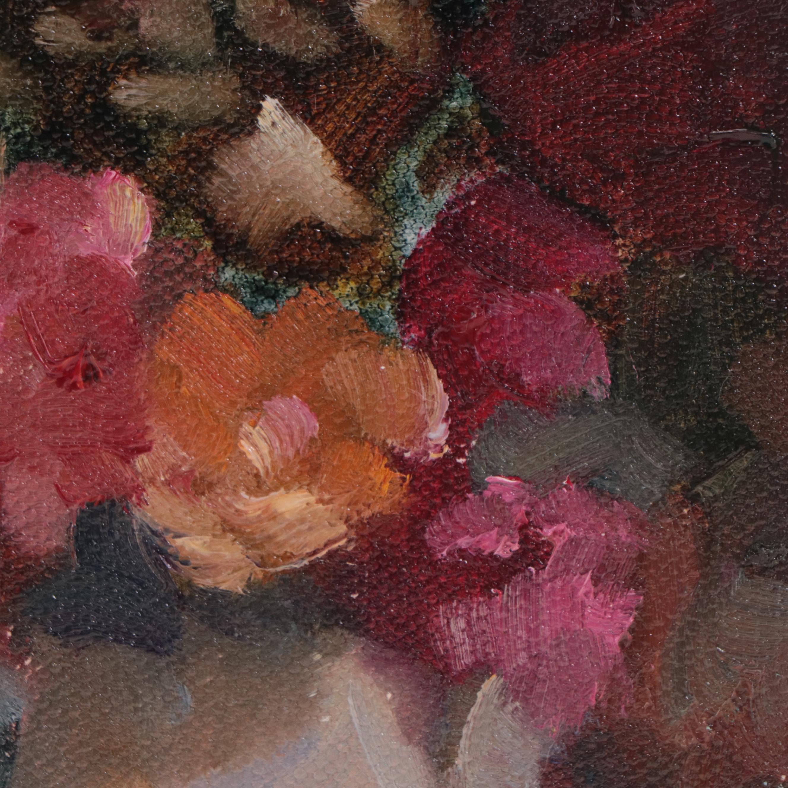 Sally Rosenbaum Floral Still Life Oil Painting, 21st Century