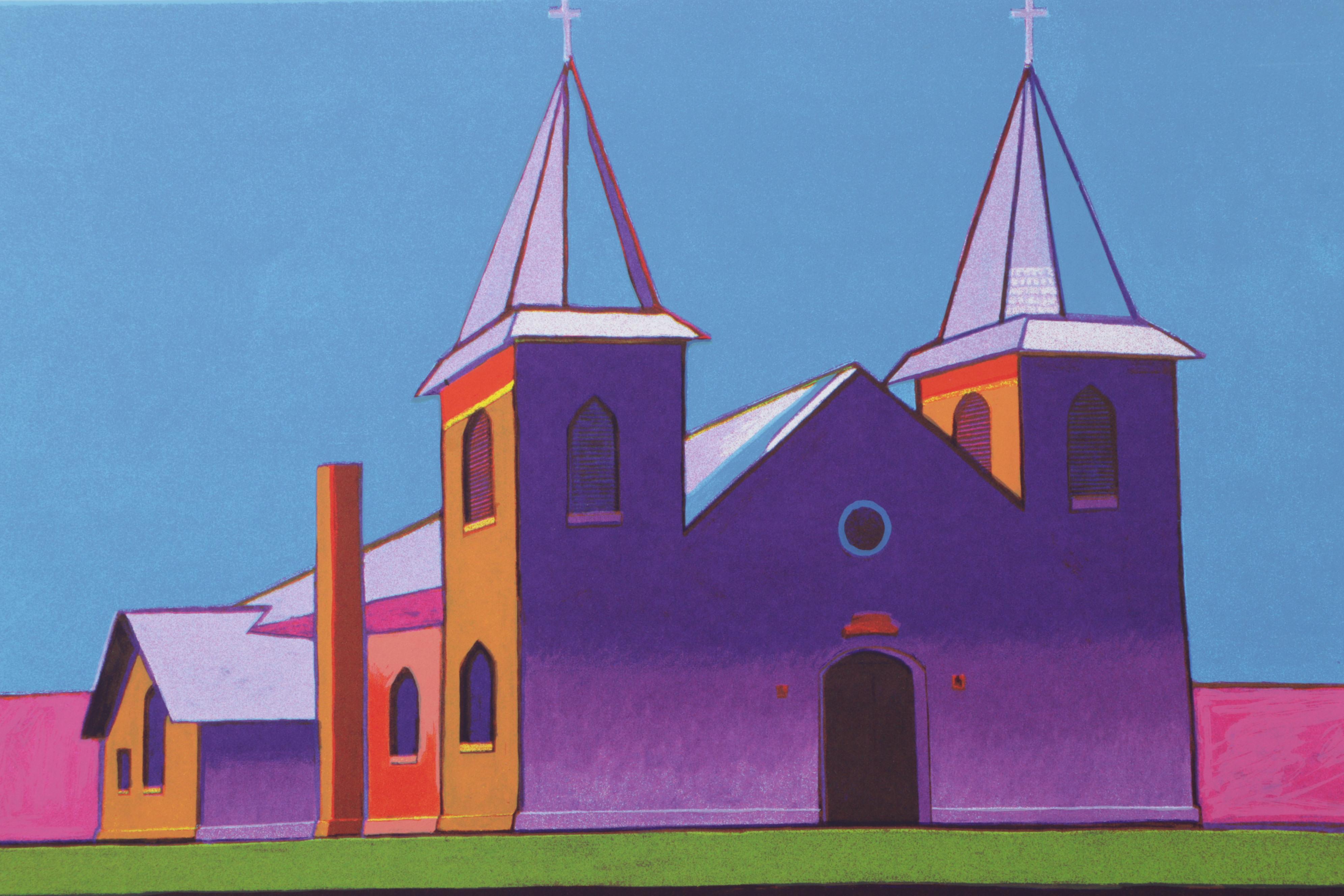 John Nieto Serigraph "Anton Chico Church," 1996