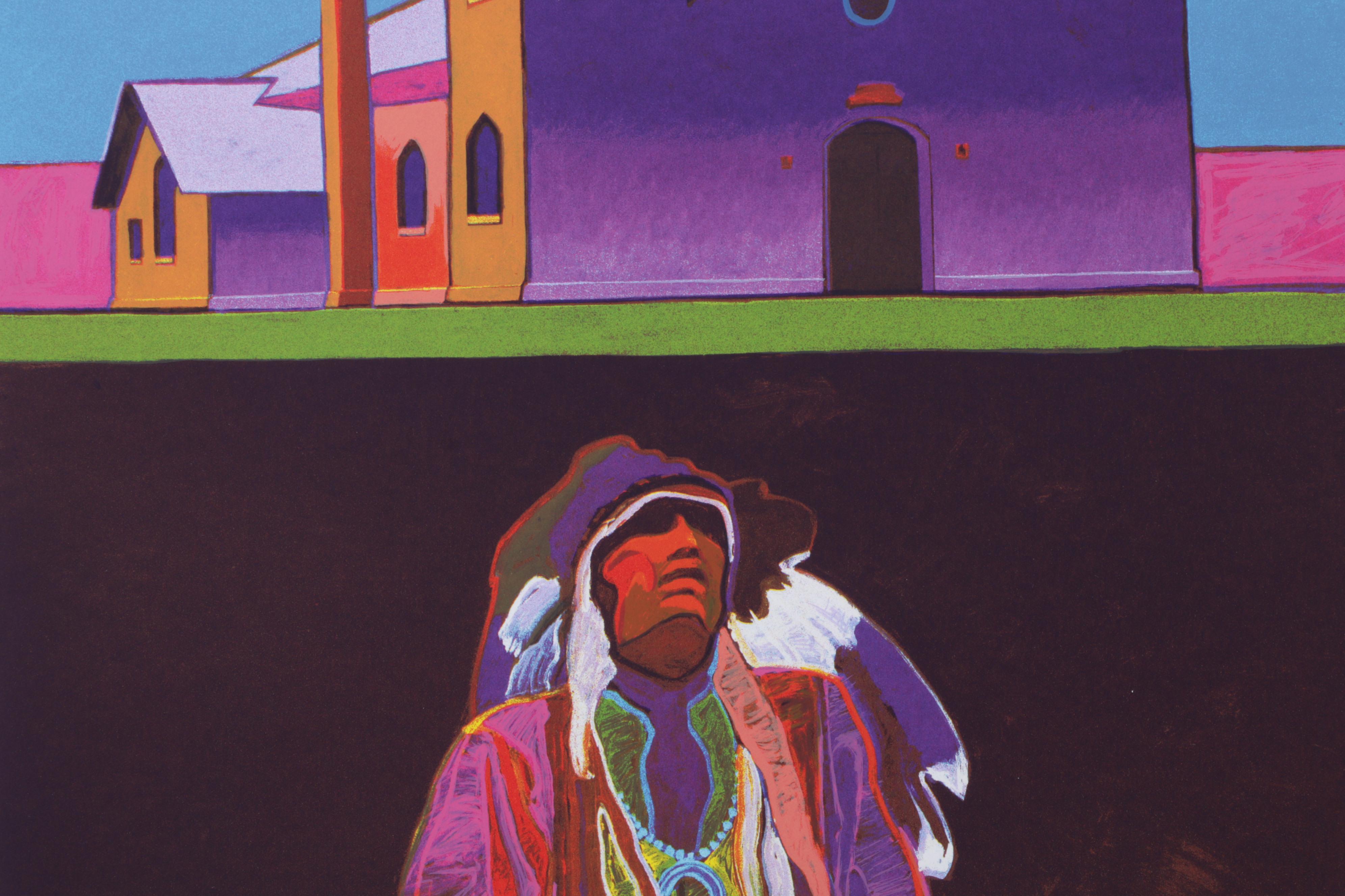 John Nieto Serigraph "Anton Chico Church," 1996