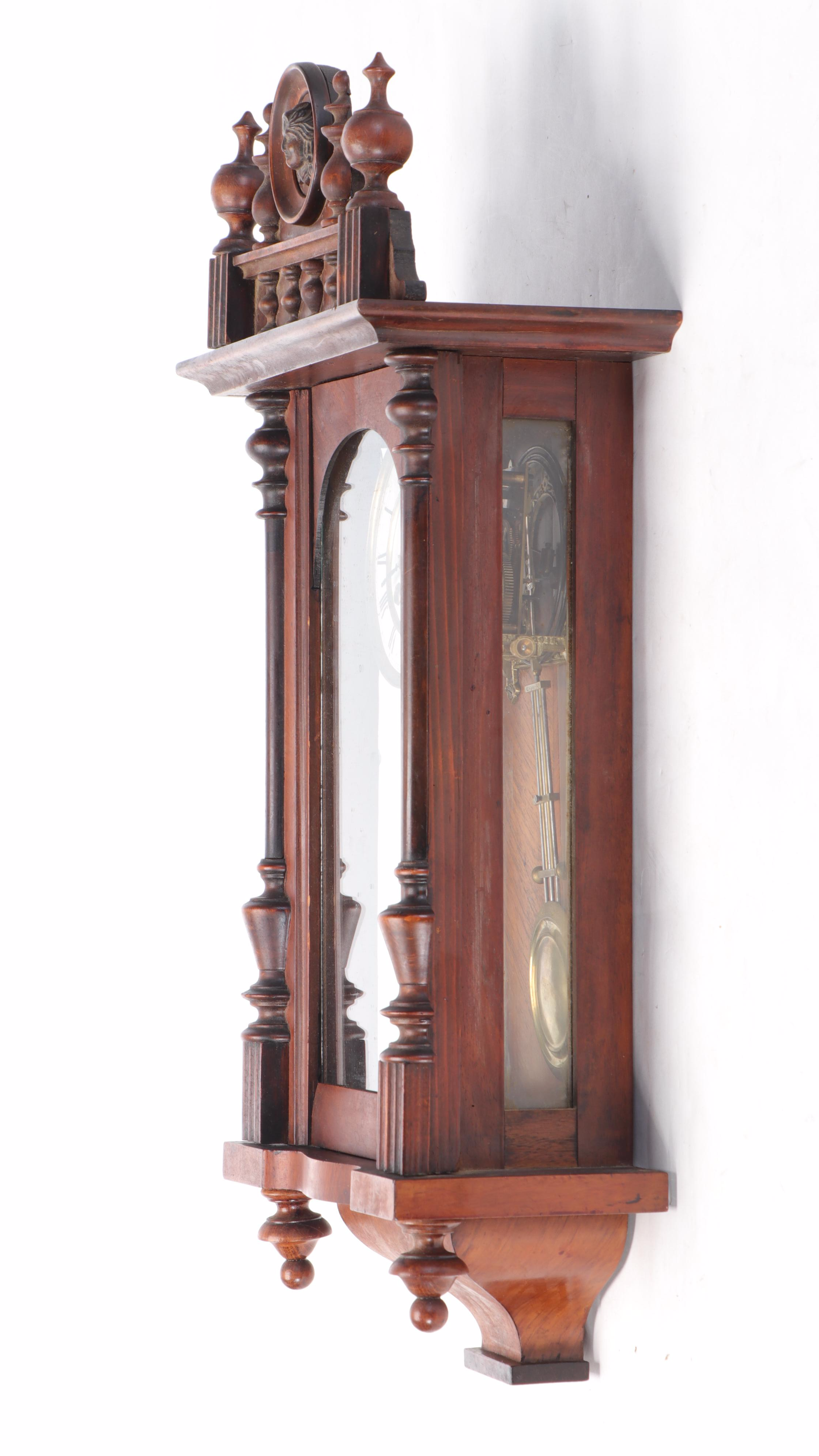 Gustav Becker Clock Co. Wooden Antique Regulator Wall Clock