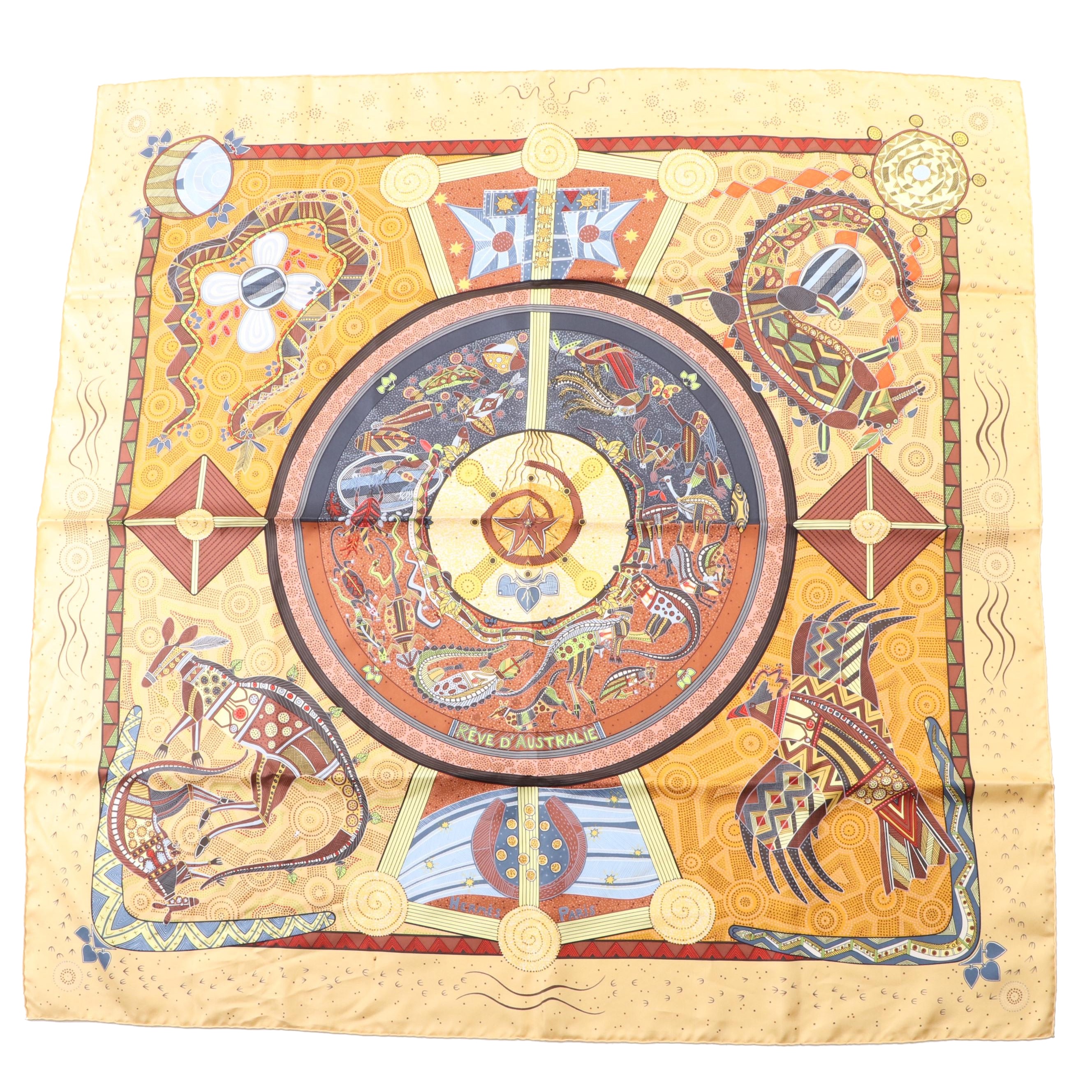 Hermès "Reve d'Australie" Scarf 90 in Silk Twill