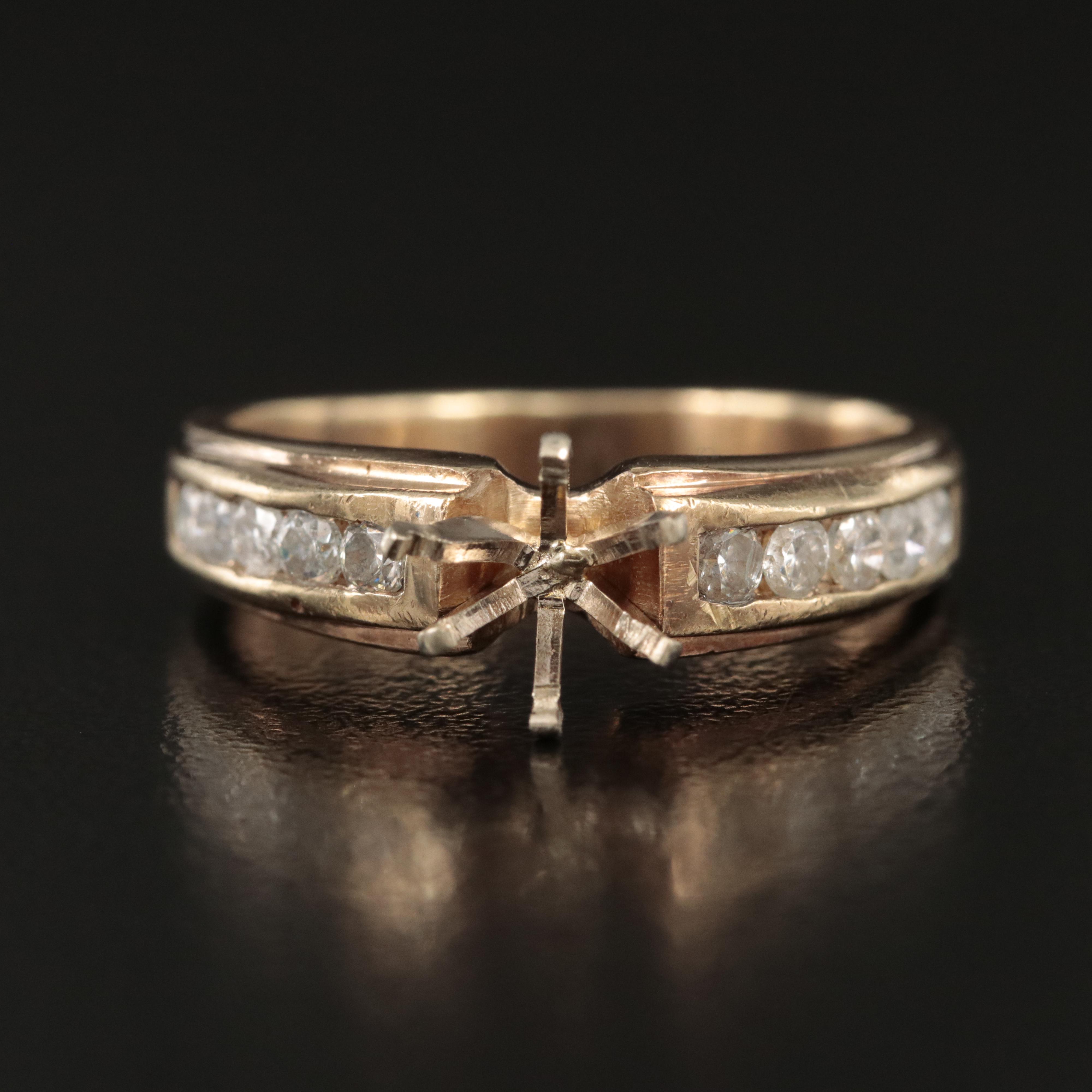 14K Cubic Zirconia Semi Mount Ring