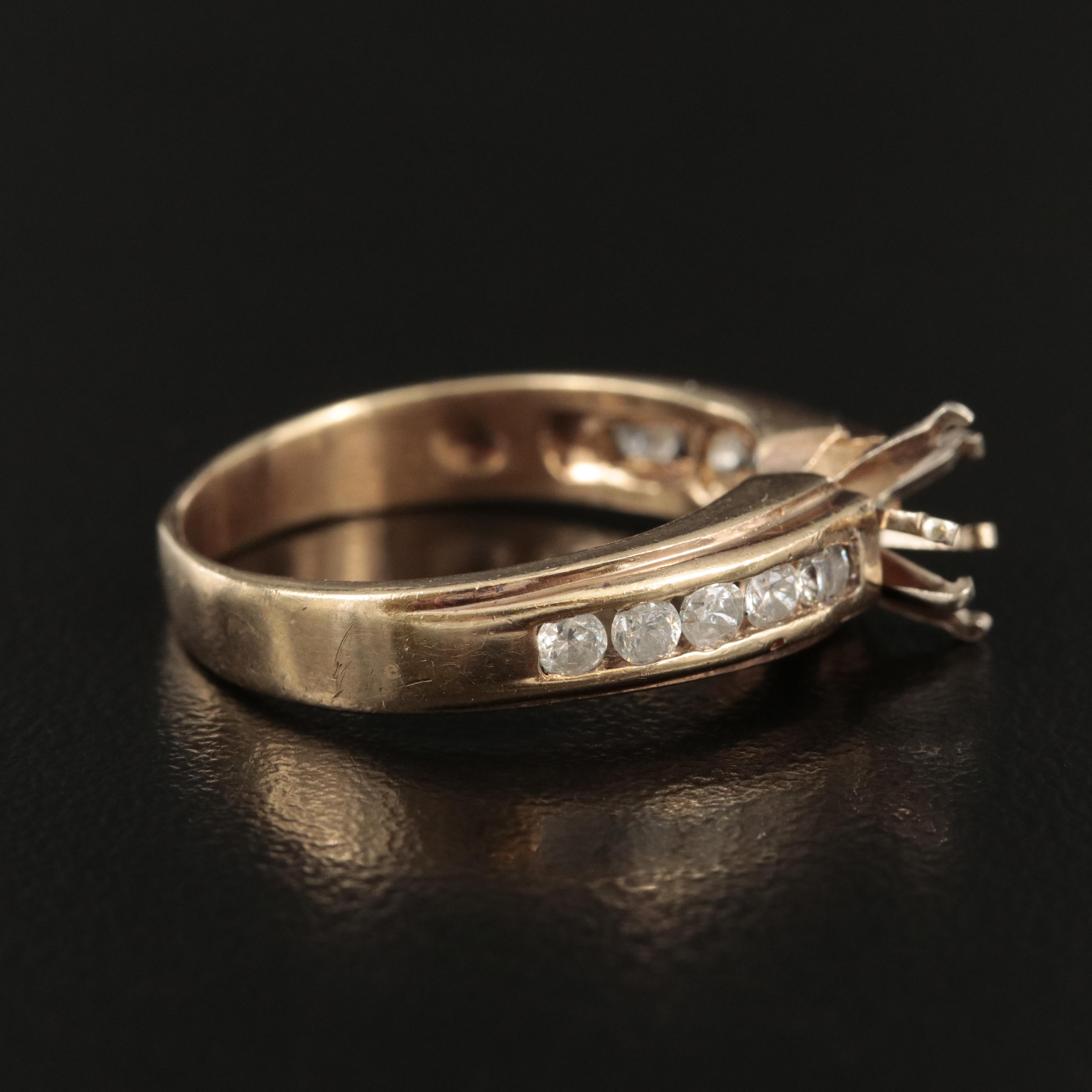 14K Cubic Zirconia Semi Mount Ring