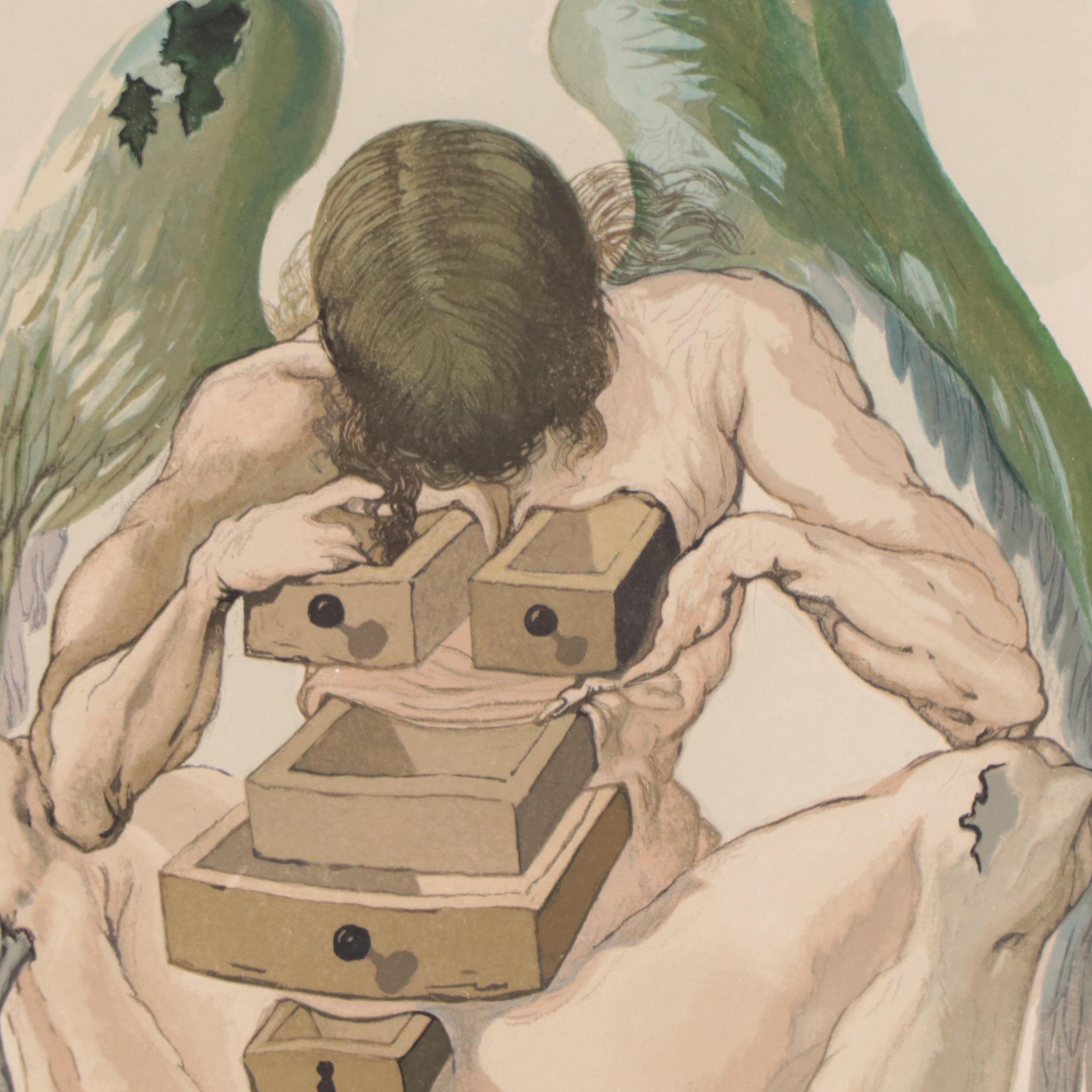 Salvador Dalí Wood Engraving "L’ange Déchu"