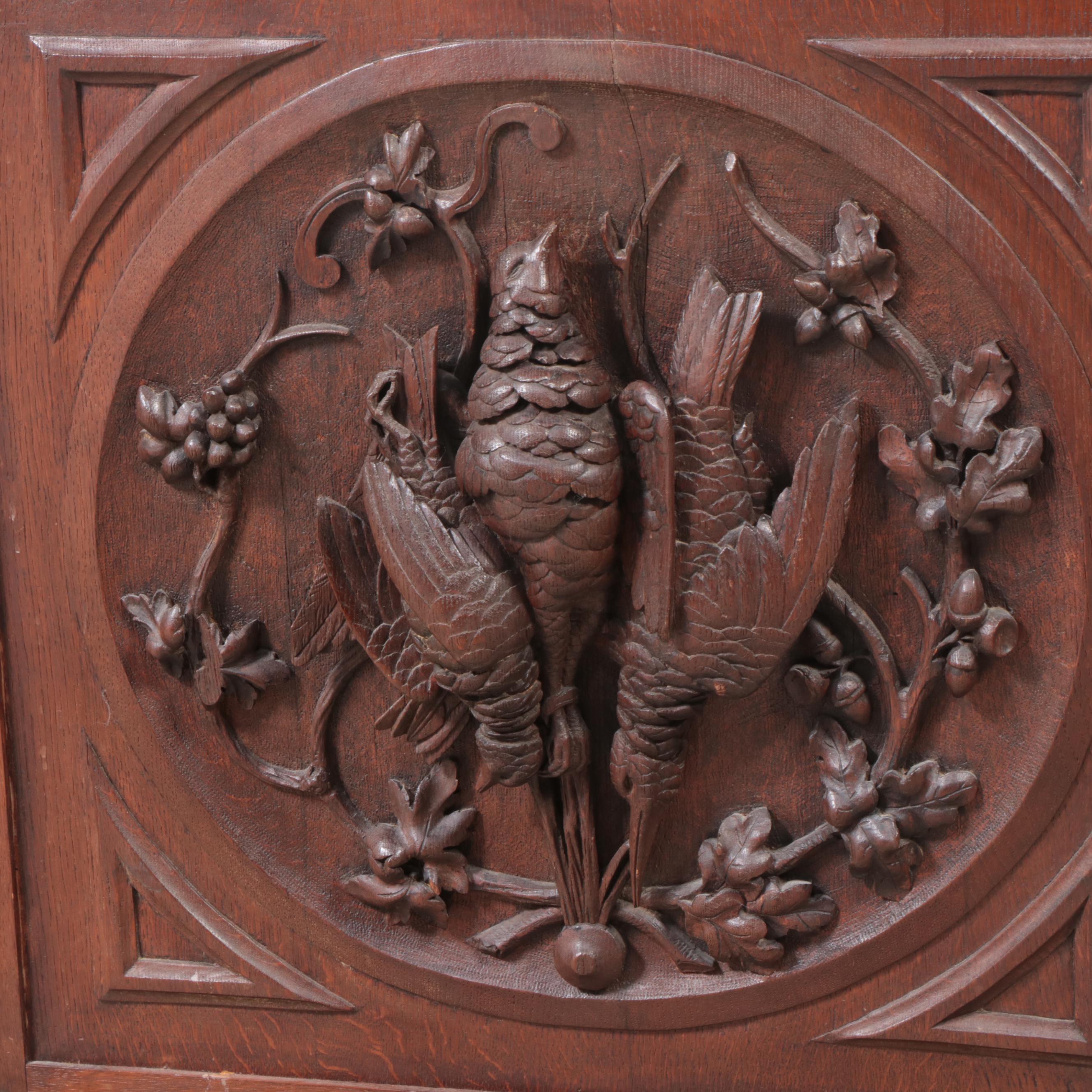 Renaissance Revival Carved Oak and Polished Stone Bathroom Vanity, Adapted