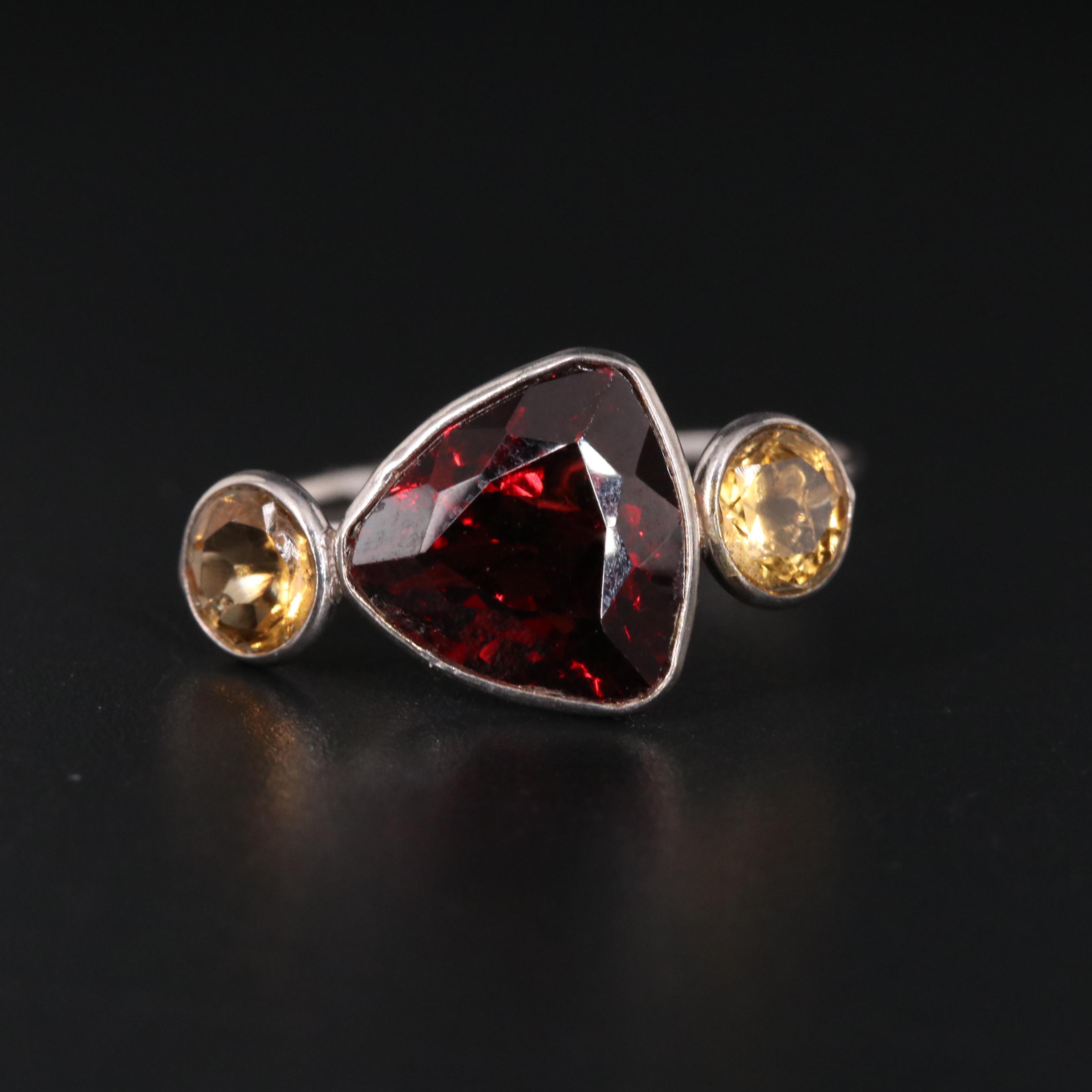 14K Garnet and Citrine Ring