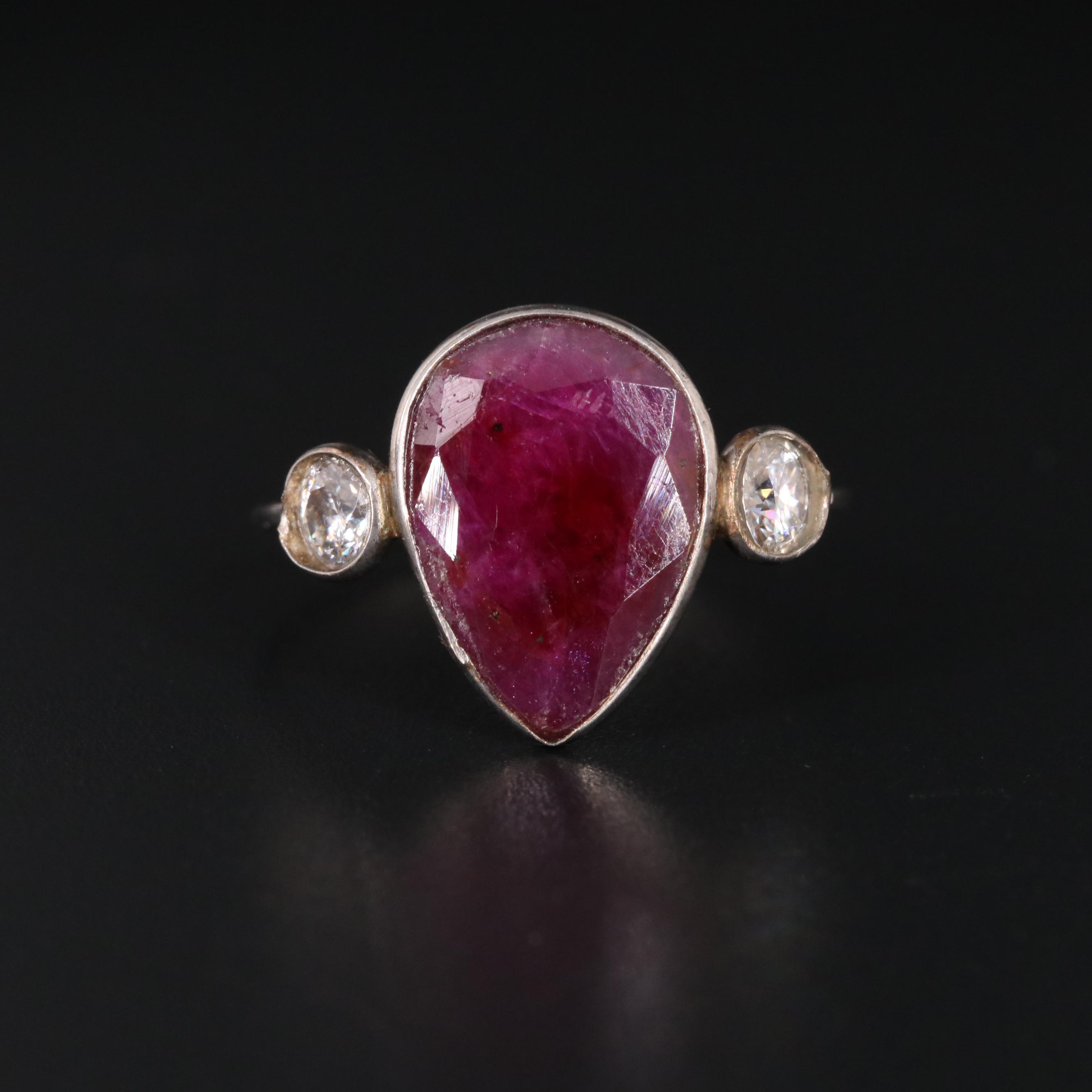 14K Ruby and Moissanite Ring