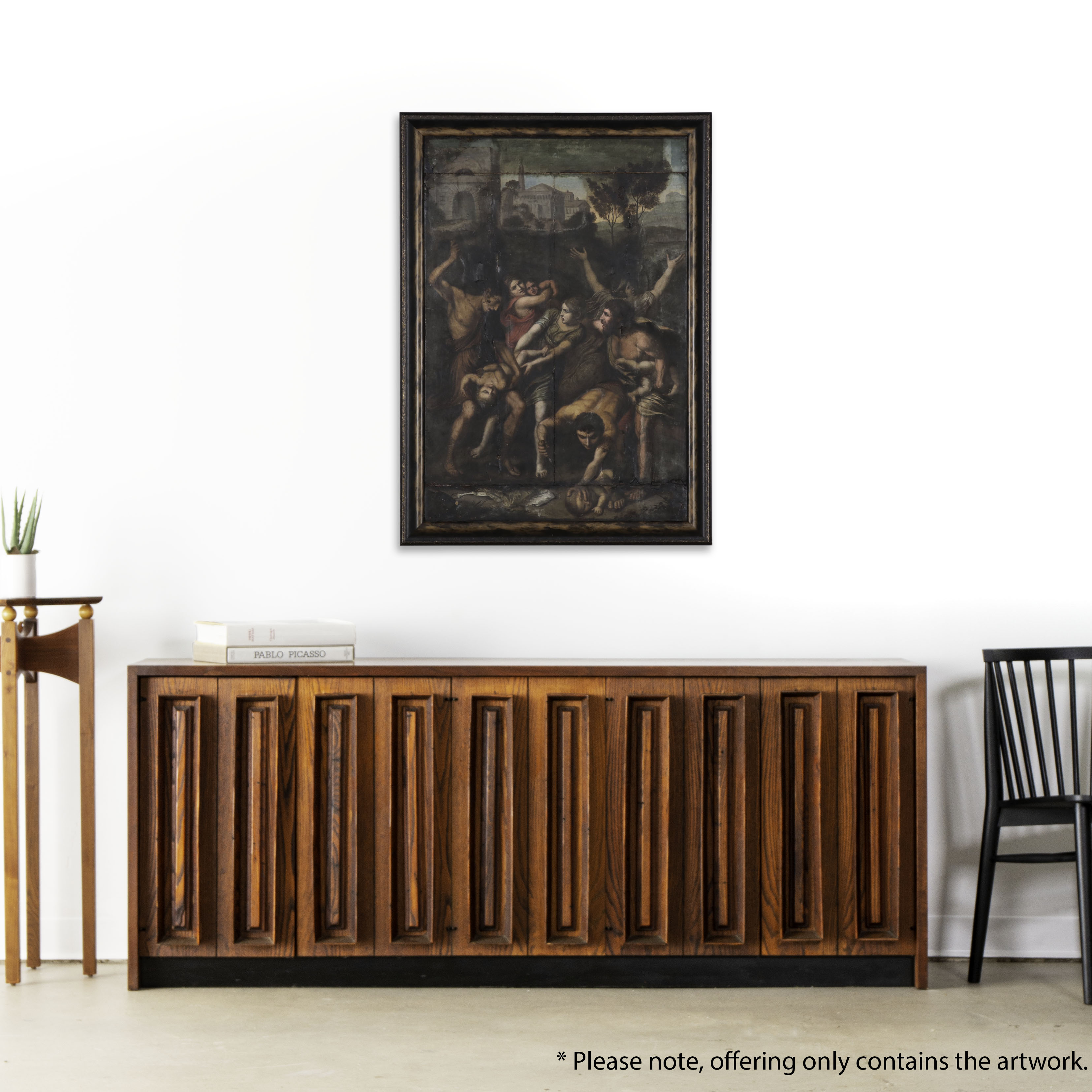 Oil Painting on Wood Panel "Massacre of the Innocents," 18th/19th Century