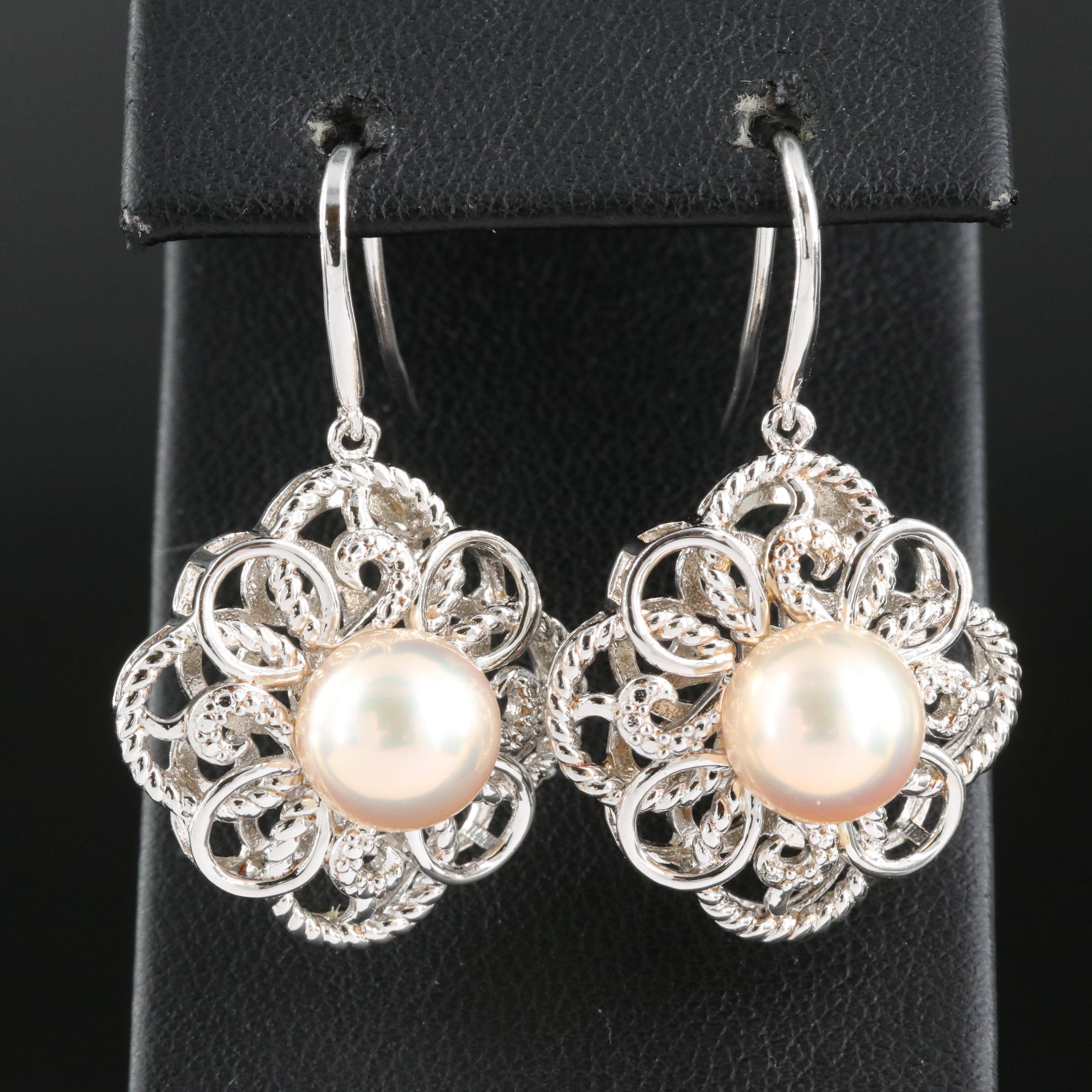 Sterling Pearl Drop Earrings