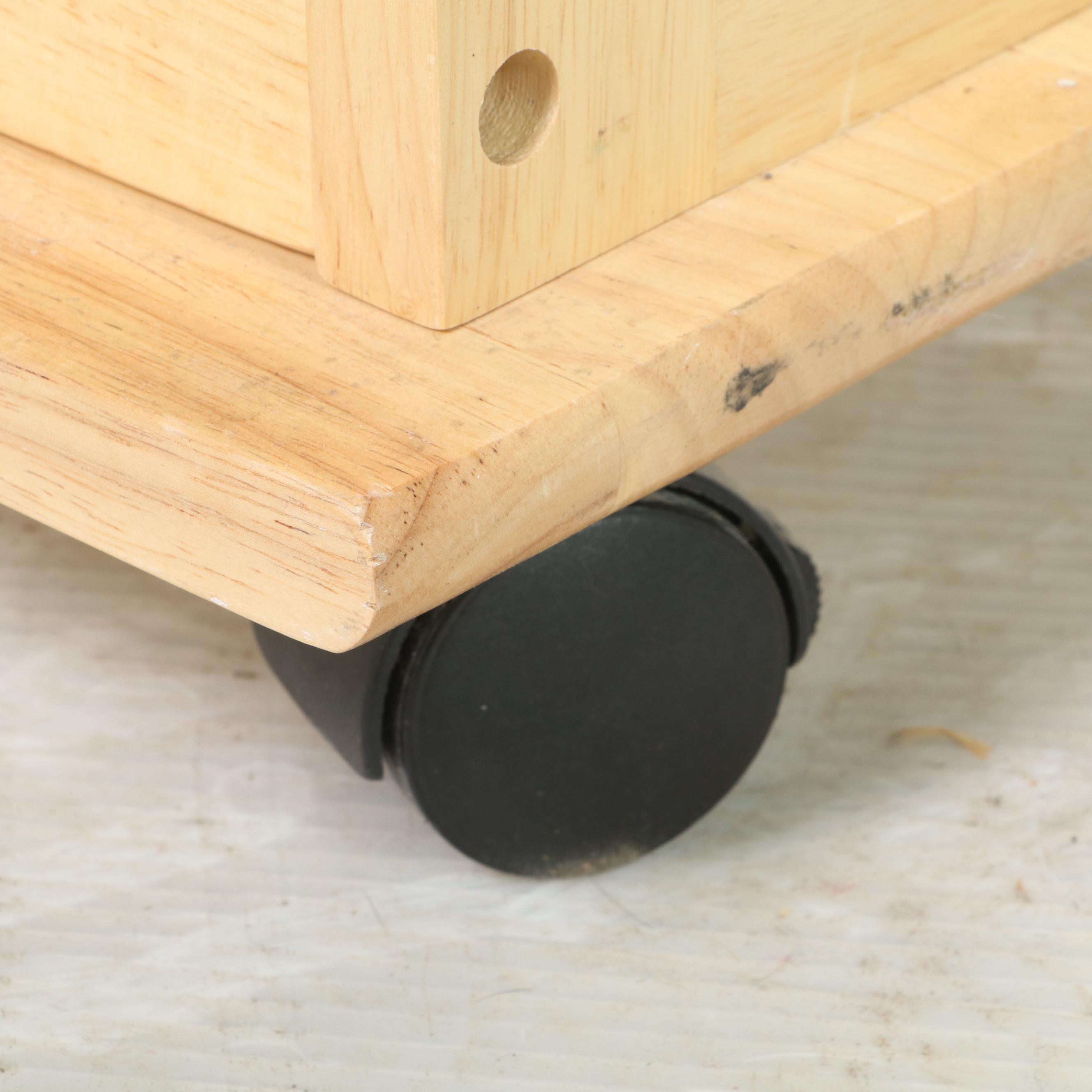 Granite Top Rubberwood Kitchen Cart