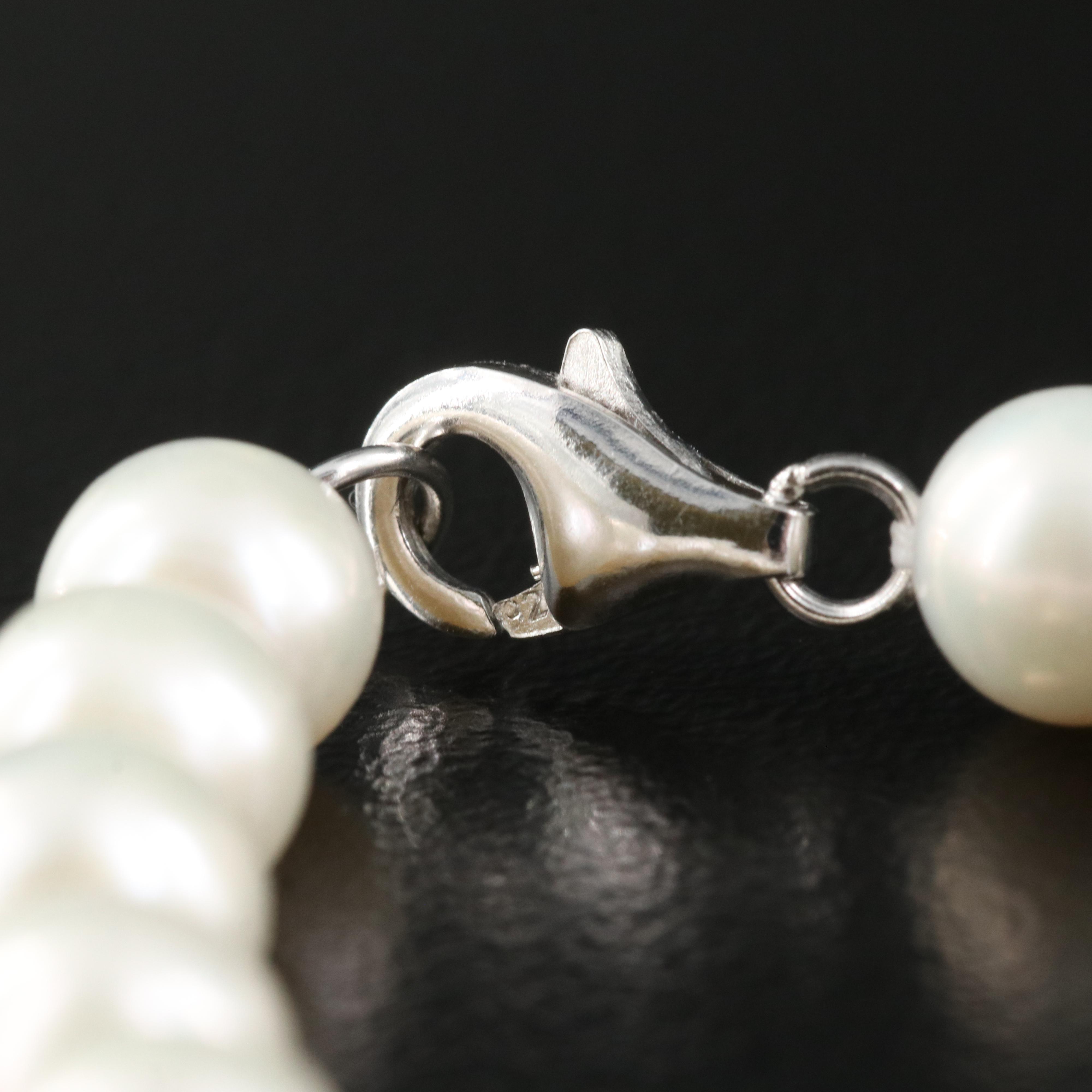 Pearl Single Strand Necklace with Sterling Clasp