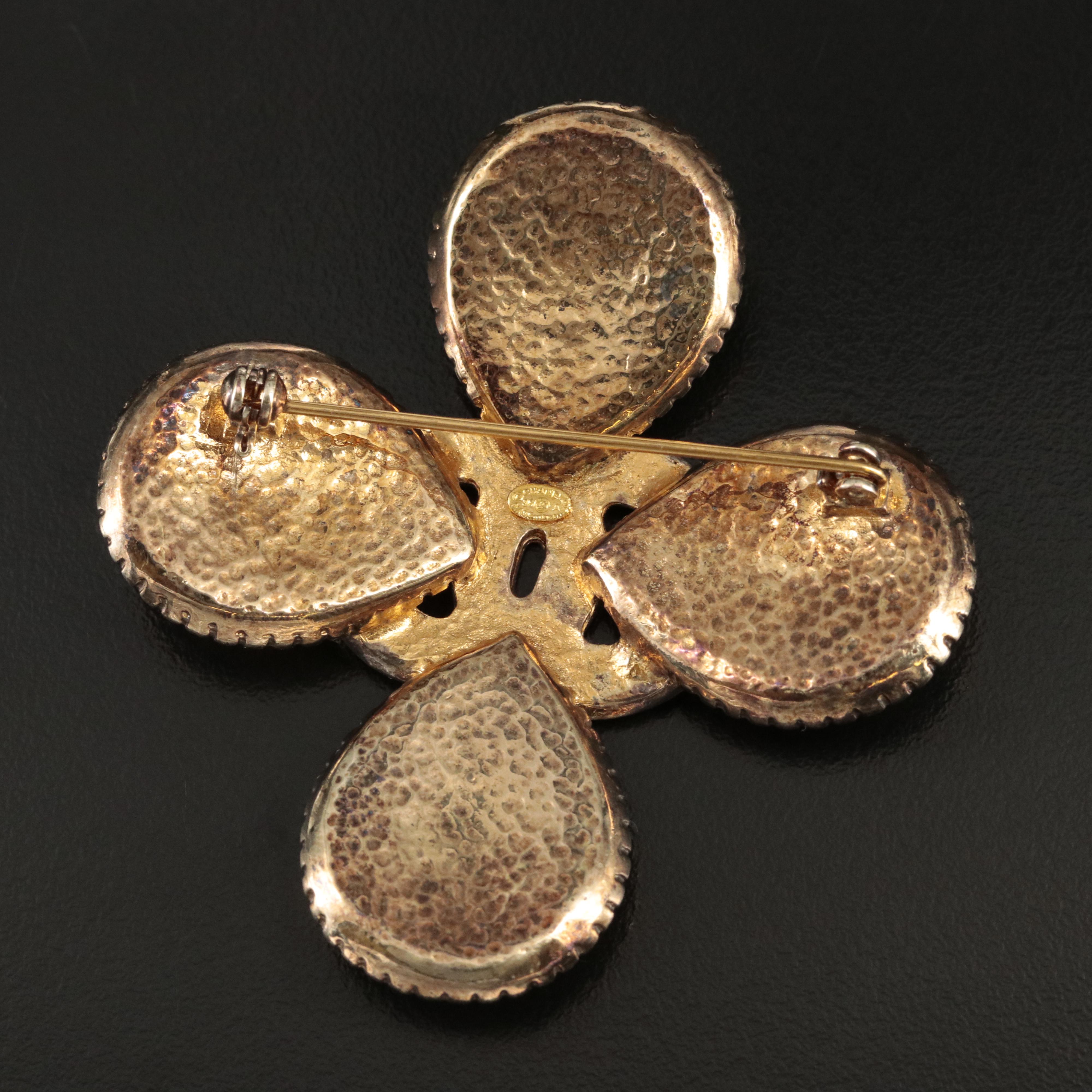 Circa 1996 Chanel Fall Collection Quatrefoil Chanel Logo Brooch