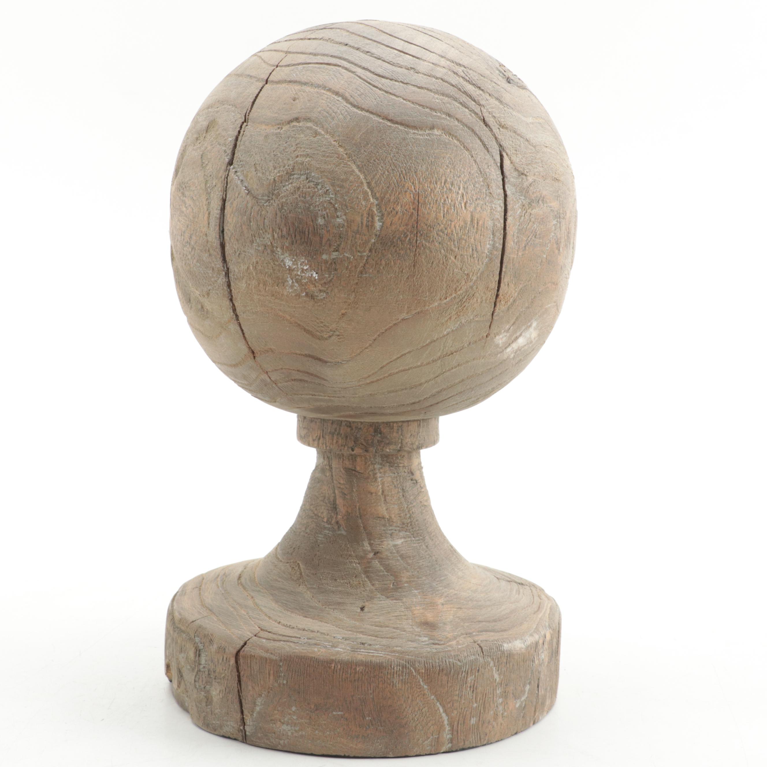 Restoration Hardware Wooden Finial, Marble Cone Seashells and Seagrass Baskets