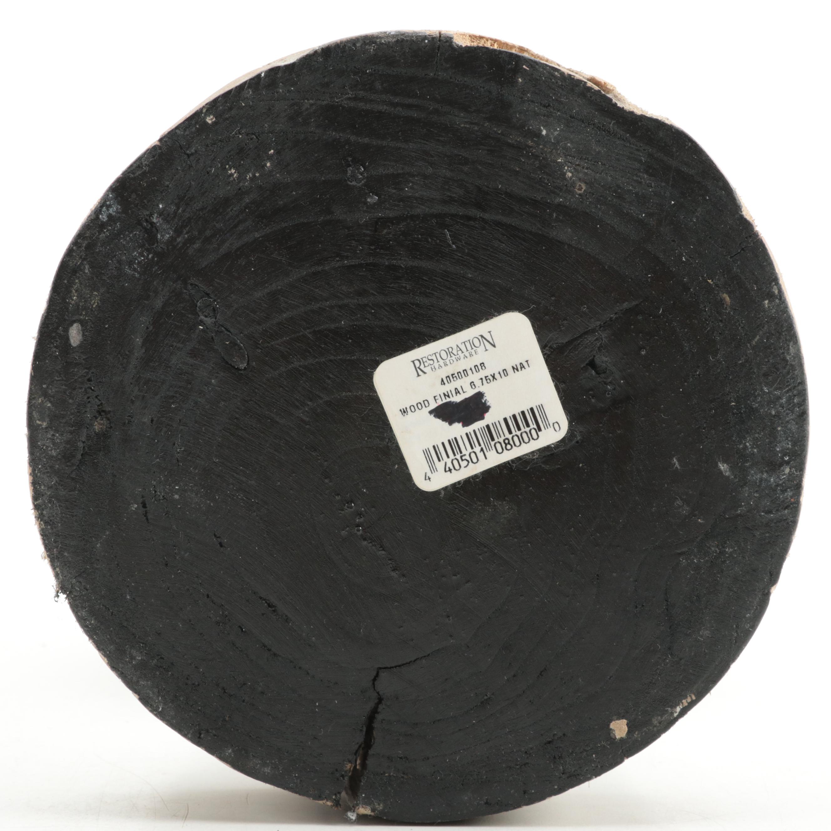 Restoration Hardware Wooden Finial, Marble Cone Seashells and Seagrass Baskets