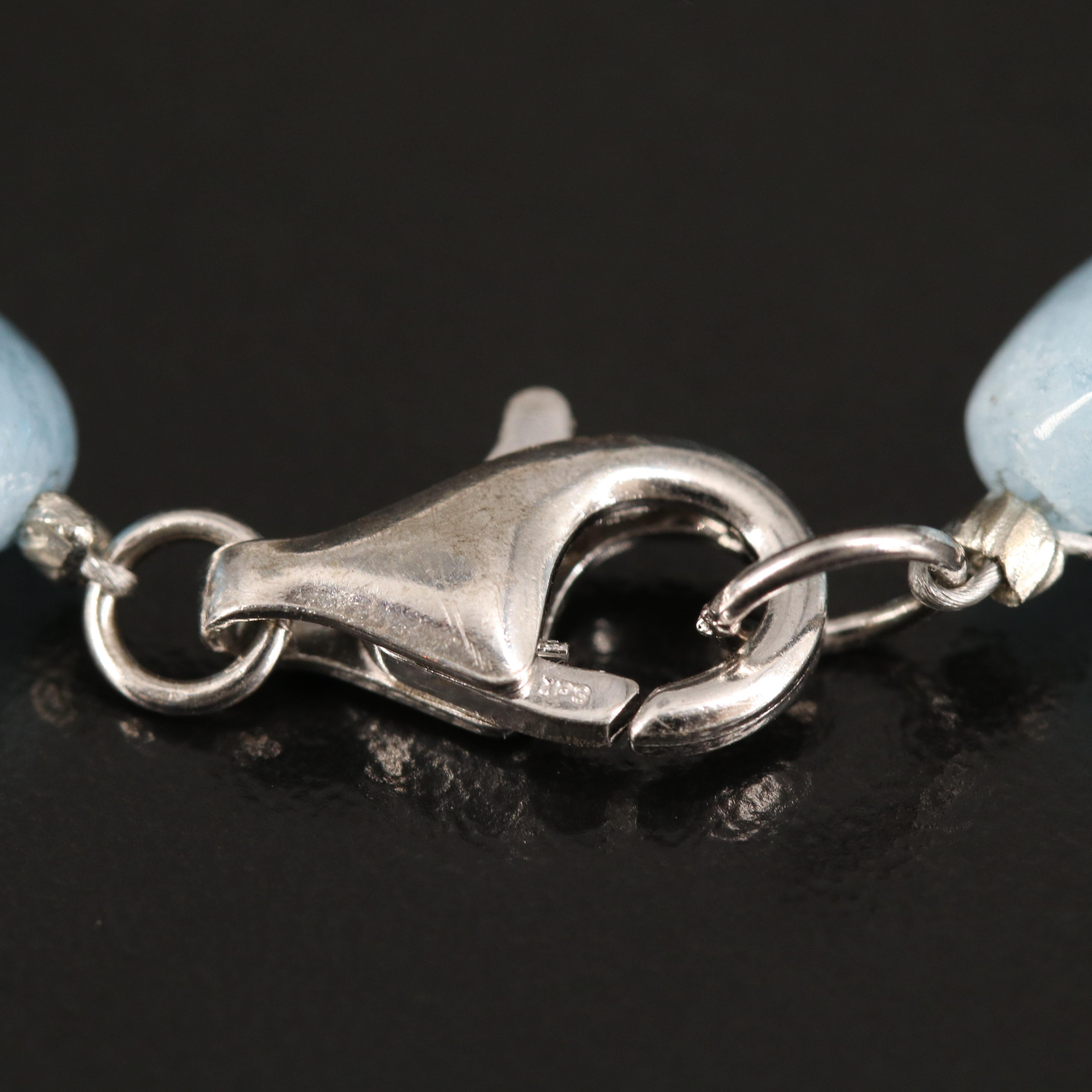 Sterling Aquamarine, Pearl and Smoky Quartz Necklace, Earring and Bracelet Set