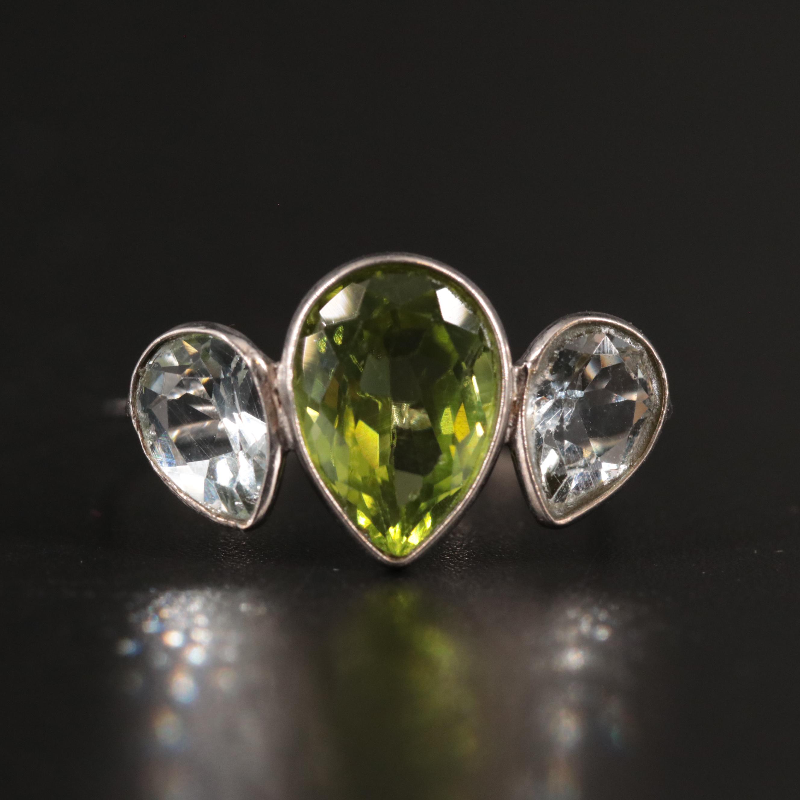 14K 3.71 CTW Peridot and Aquamarine Ring
